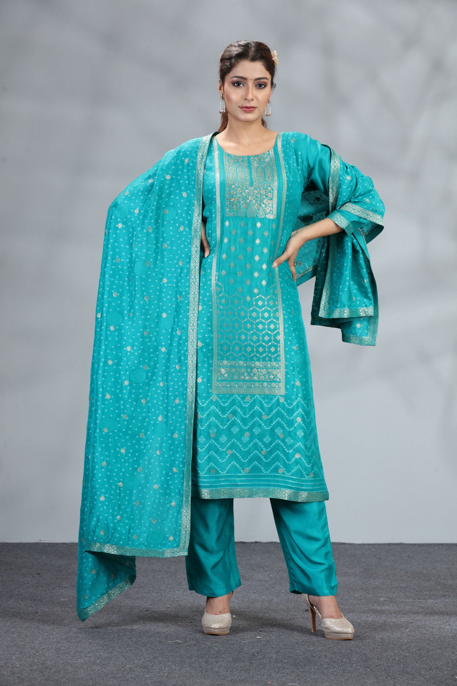 Majesty Silk Three Piece Kurta Set image 3