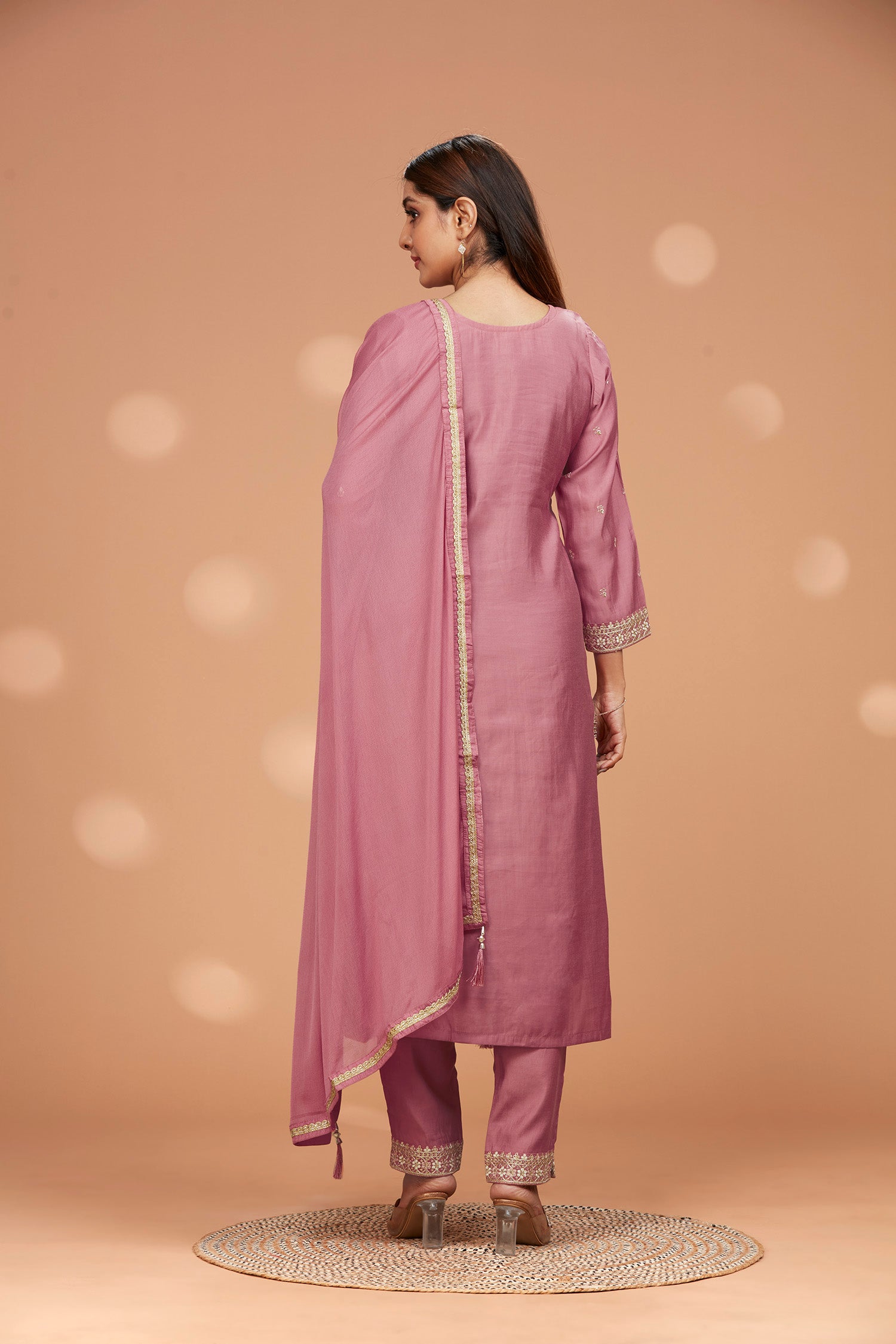 Three- Piece Embordered Silk Blend Kurta With Pants And Dupatta image 5