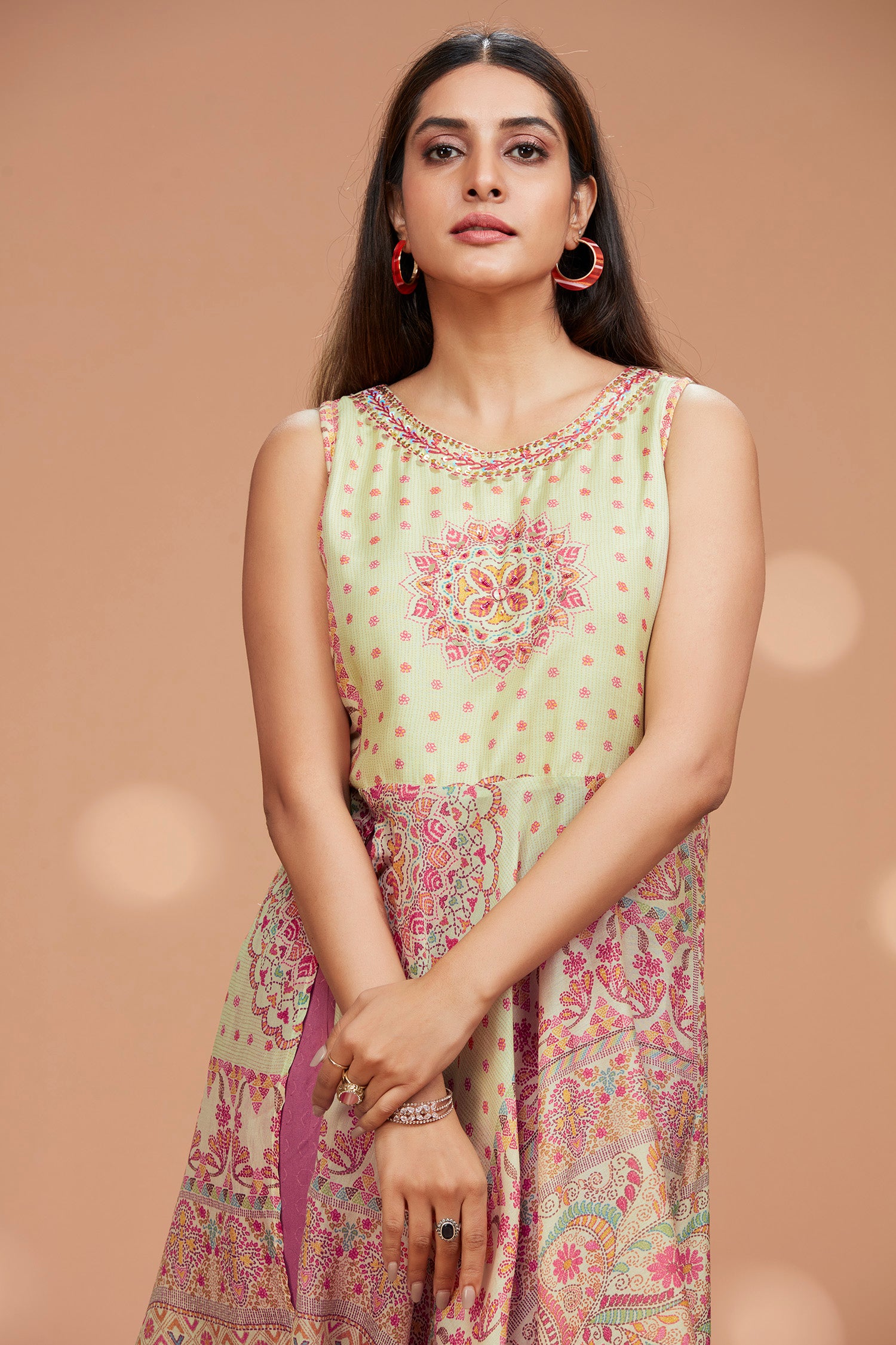 Two- Piece Muslin Front Long Slit Kurta Set image 3