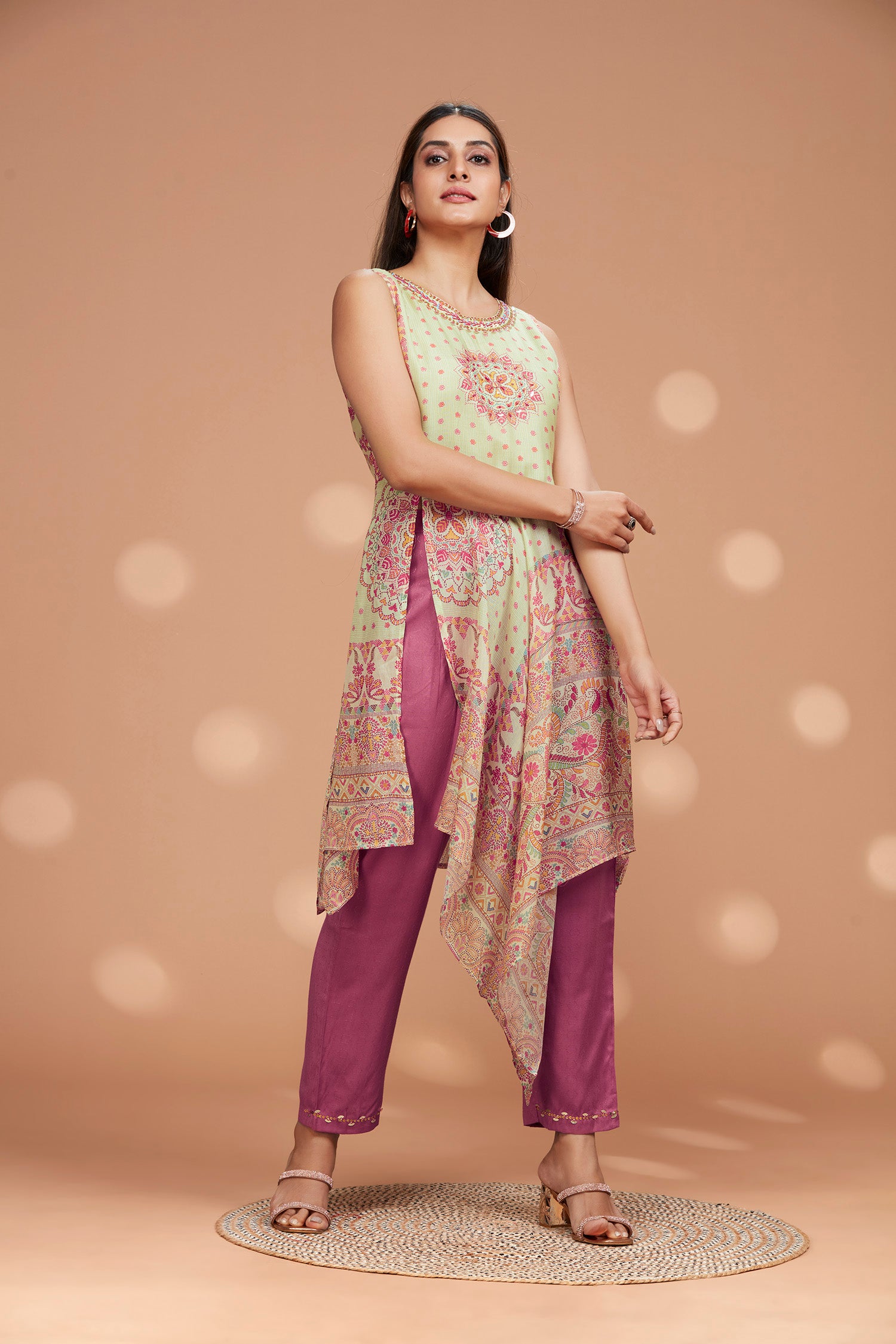Two- Piece Muslin Front Long Slit Kurta Set image 5