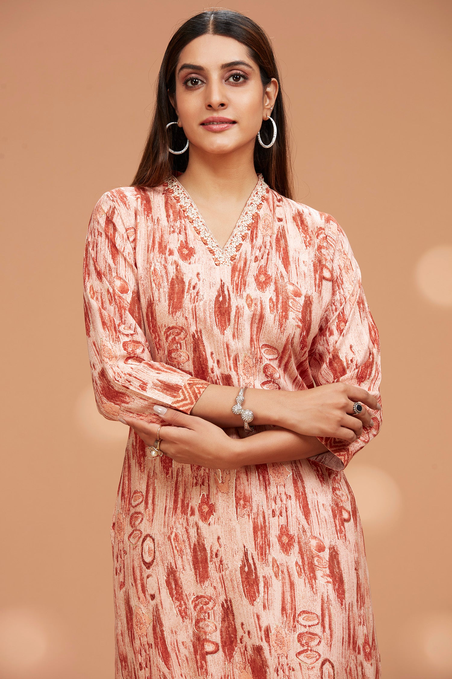 Rayon V Neck Two-piece Kurta Set image 3