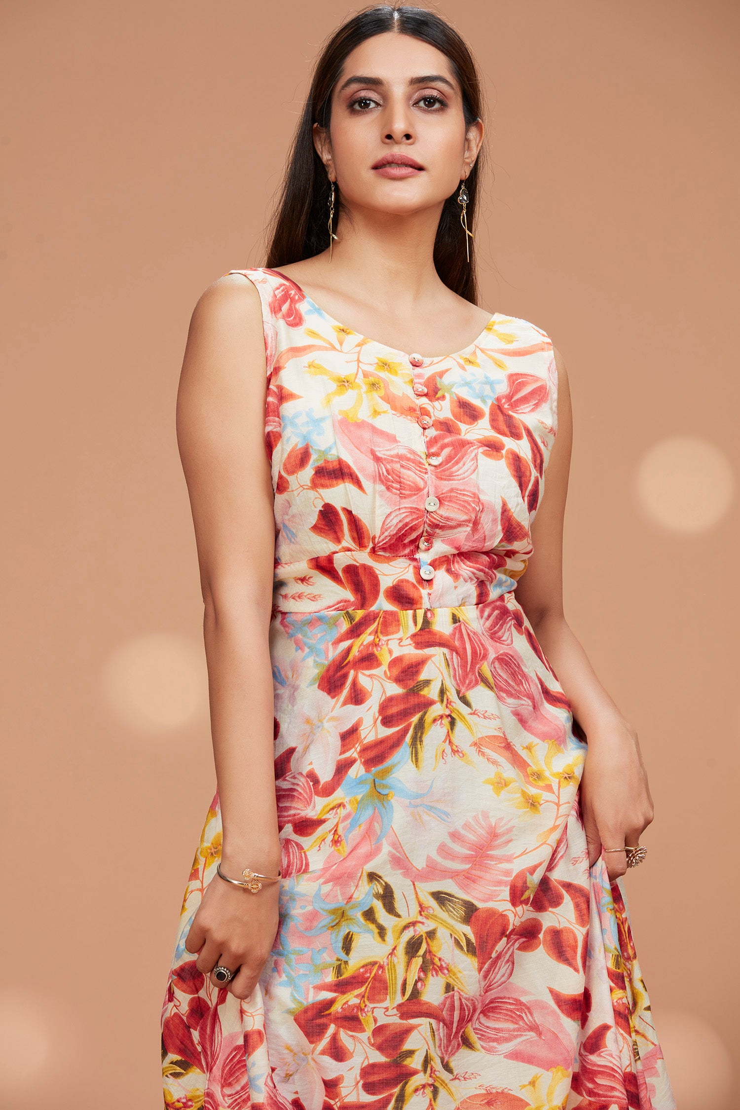 Floral Cotton Flowy Sleeveless Long Gown image 3