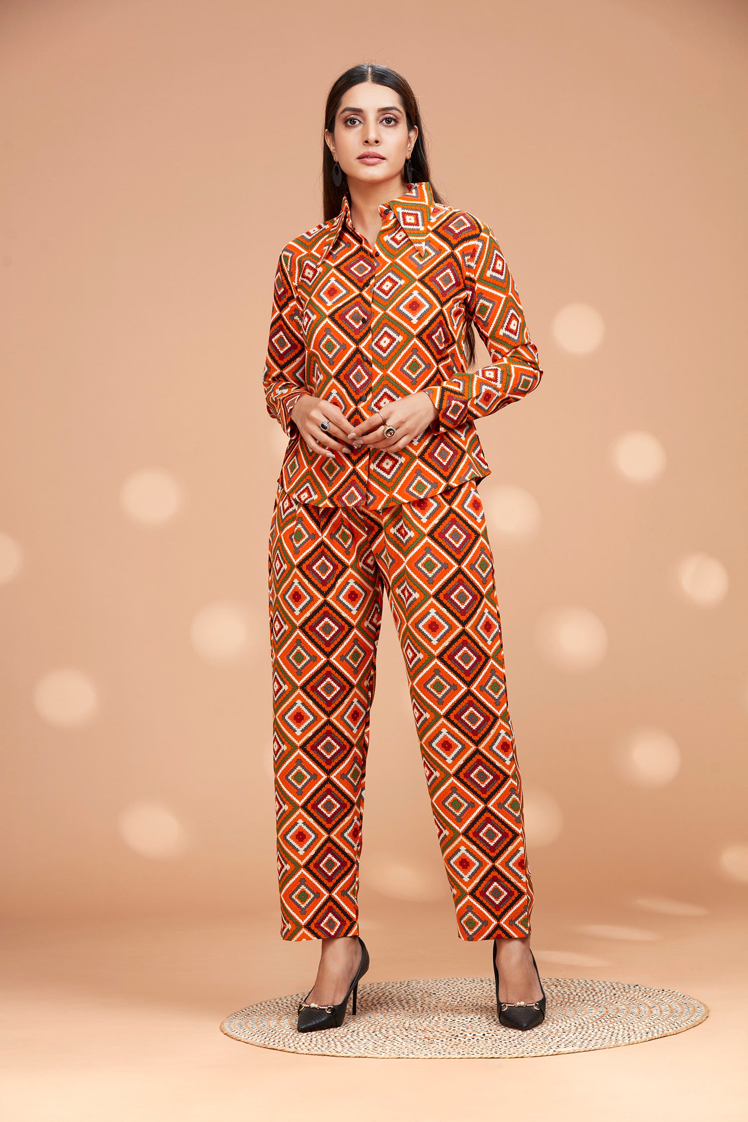 Honeybee Pattern Multi Color Co-ord Set (ORANGE) image 5
