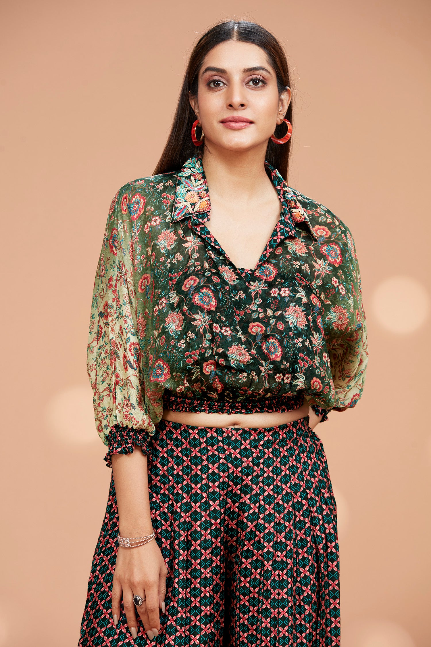 Chiffon Ballon Crop Top Co-ord Set image 3
