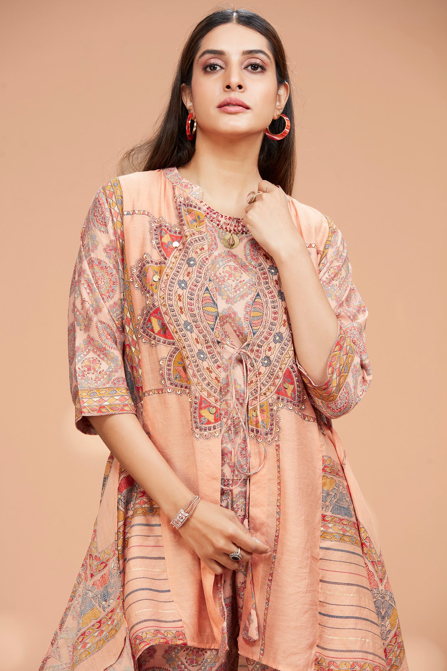Chanderi Co-ord Set With Shrug image 3