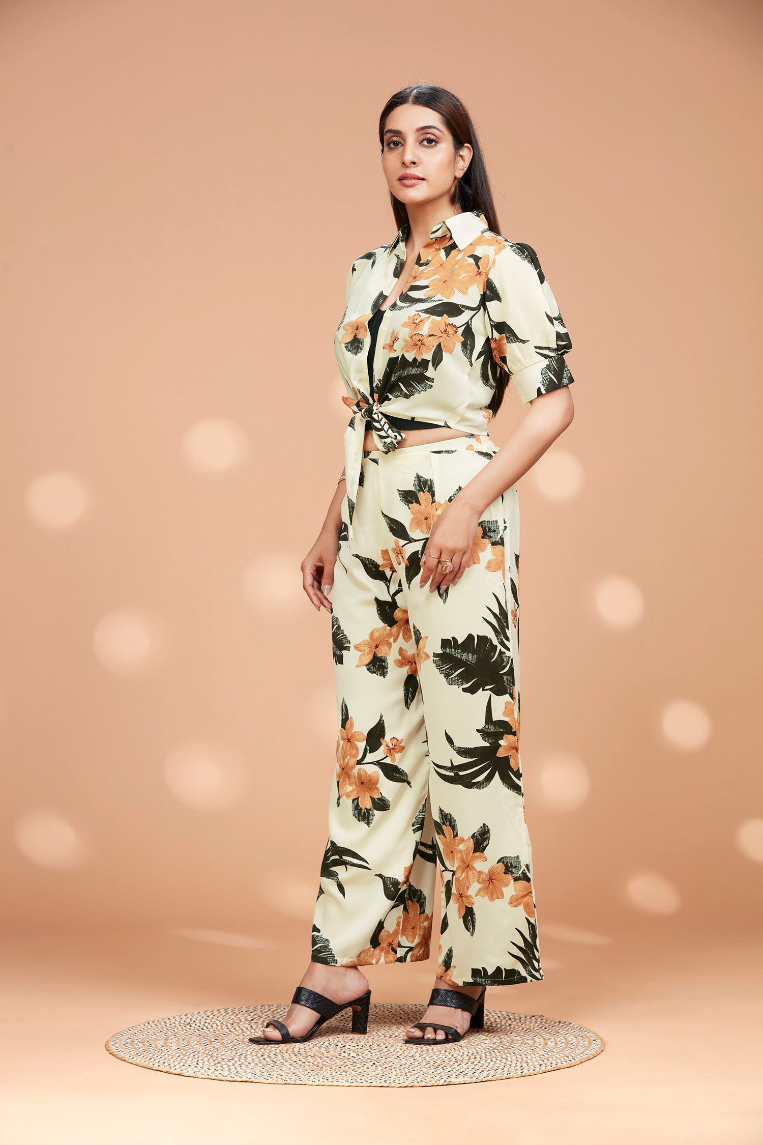 Bobby Style Co-ord Set With Collared Neck (WHITE) image 2