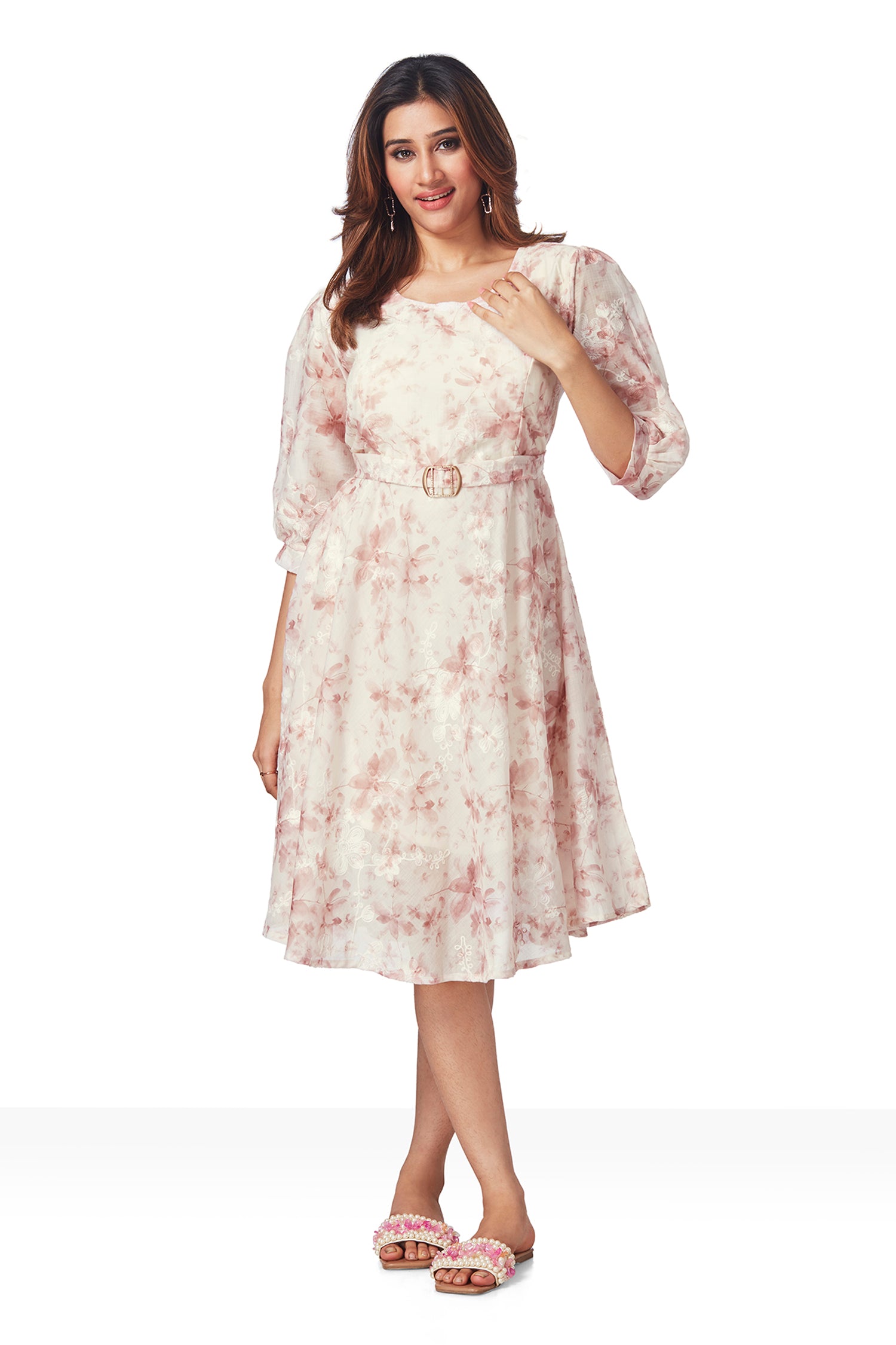 Classy Cotton Floral Printed Tunic Dress (PINK) image 5