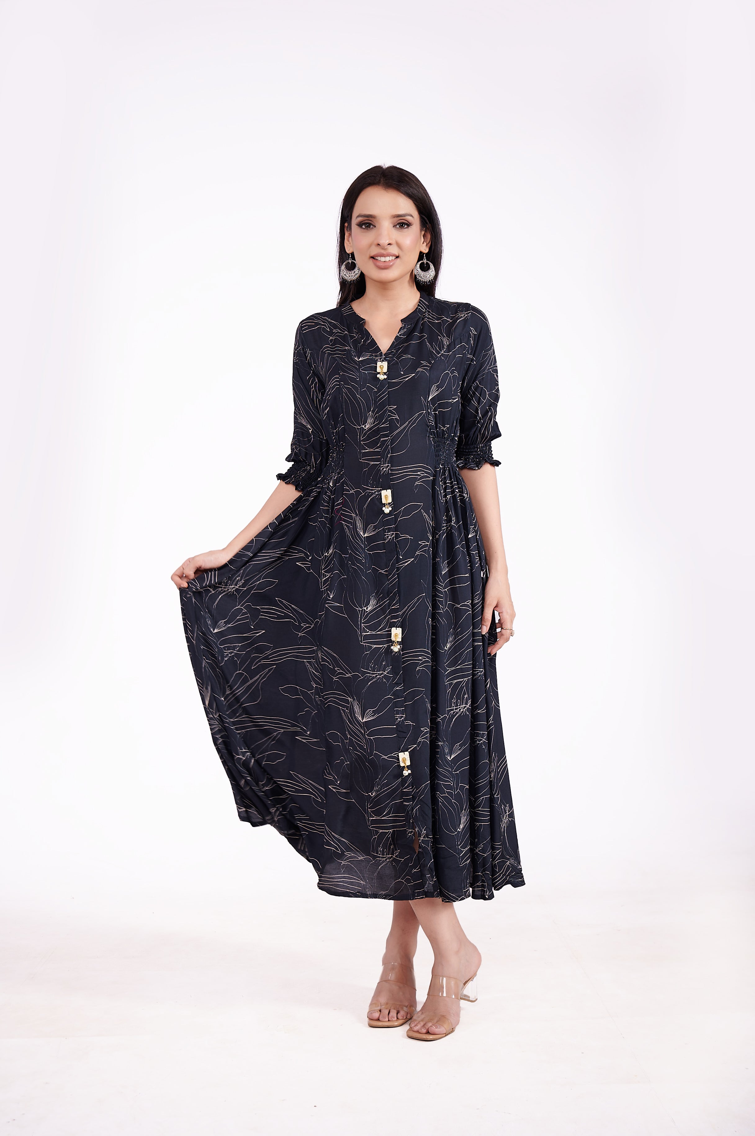 Muslin Floral Print Midi Dress image 6