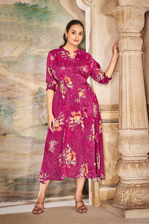 Chinon Floral Bandhini Ethnic Dress image 3