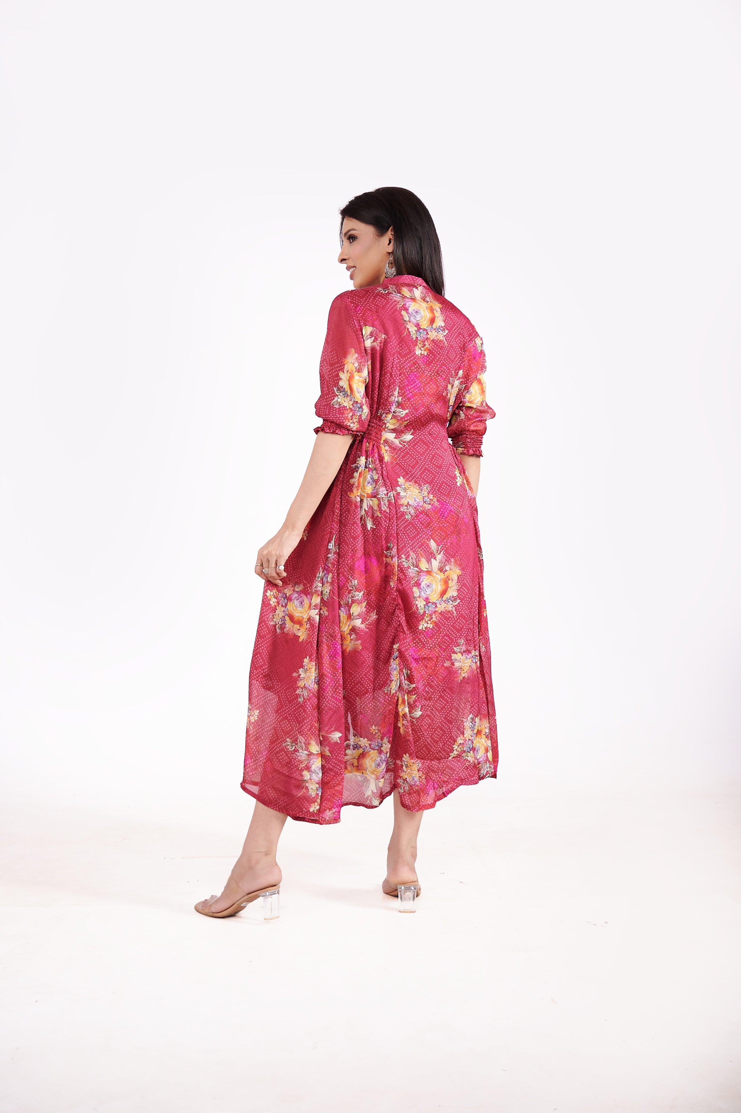 Chinon Floral Bandhini Ethnic Dress image 5