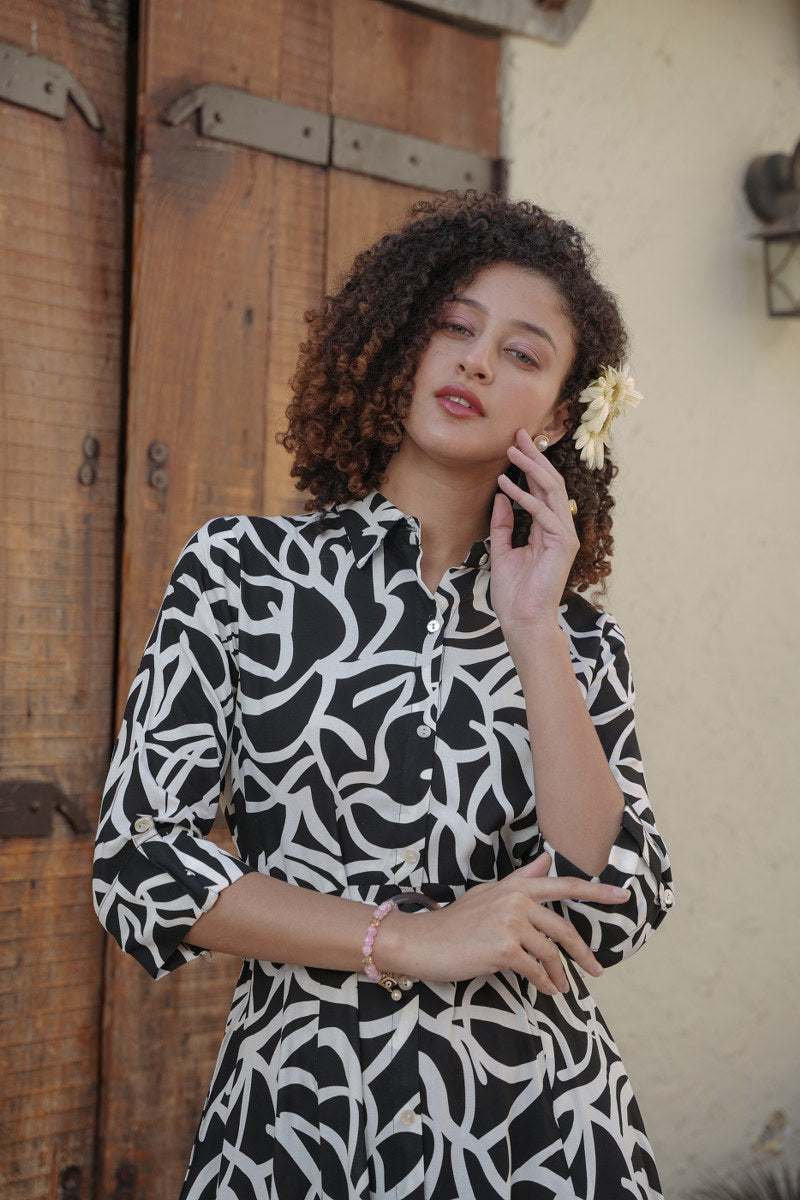 Causal Printed Midi Dress image 5