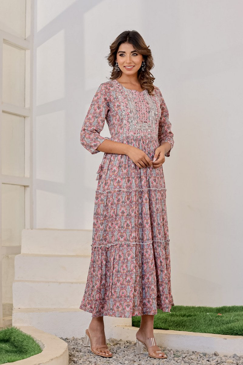 Embroidery Dress With Side Draw String image 5