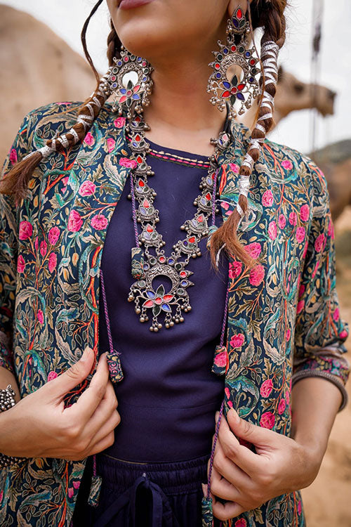 Rayon Printed Co-ord Set With Jacket image 5