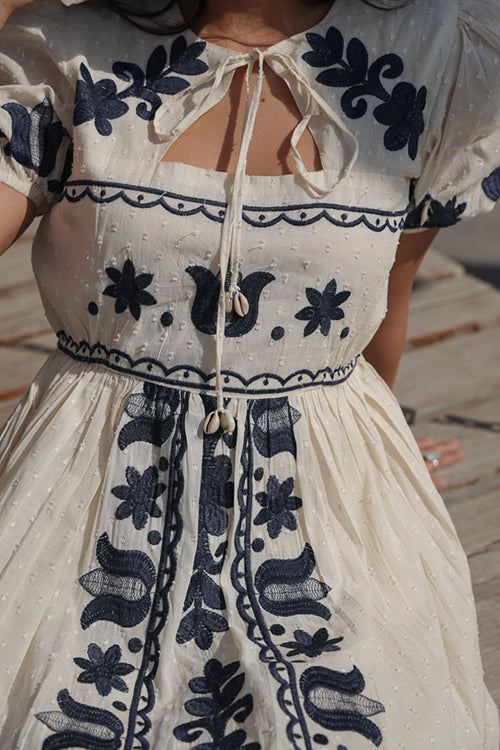 Cotton Embroidered Short Sleeves Tunic Dress image 3