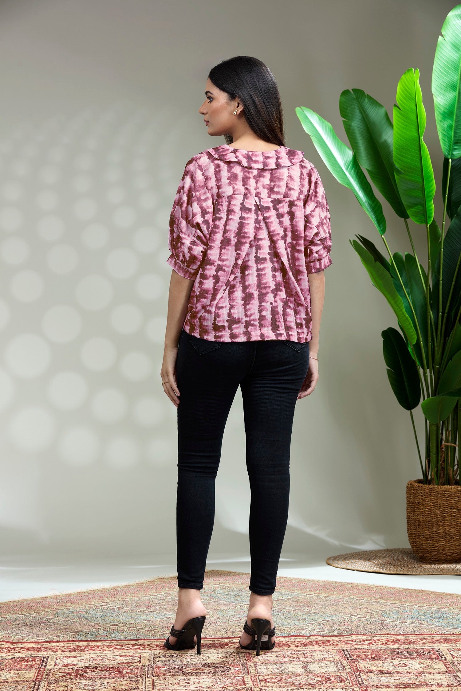 Floral Printed Pullover Top With Tie Dye - Pink image 5