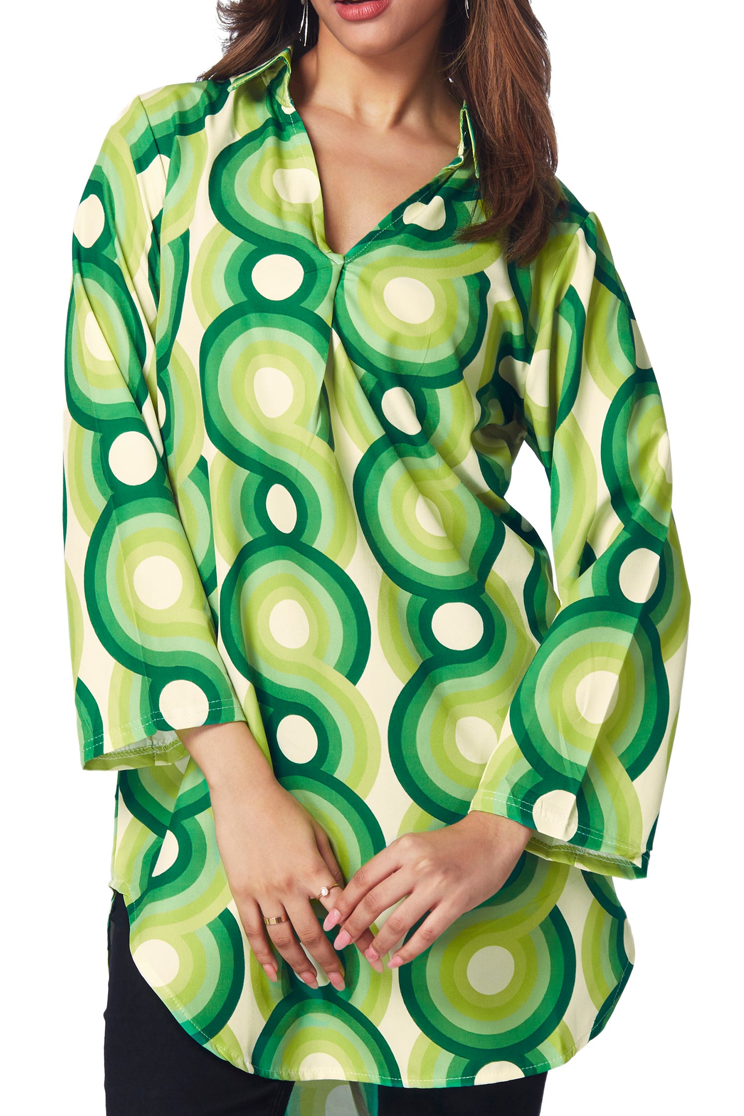Geometric Print Top - Green image 6