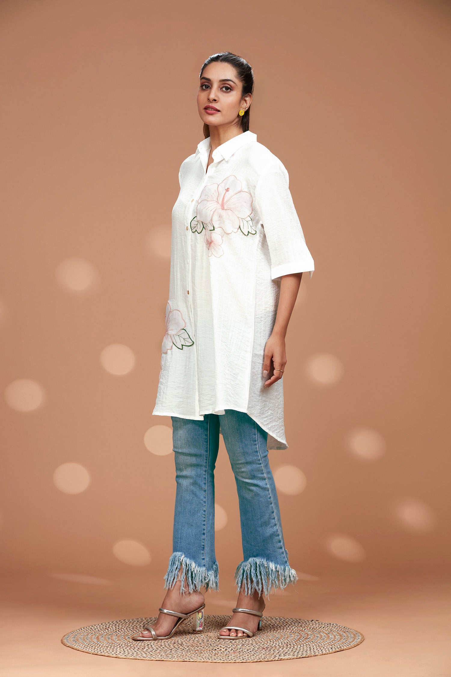Hibiscus Flower Printed Shirt - White image 2