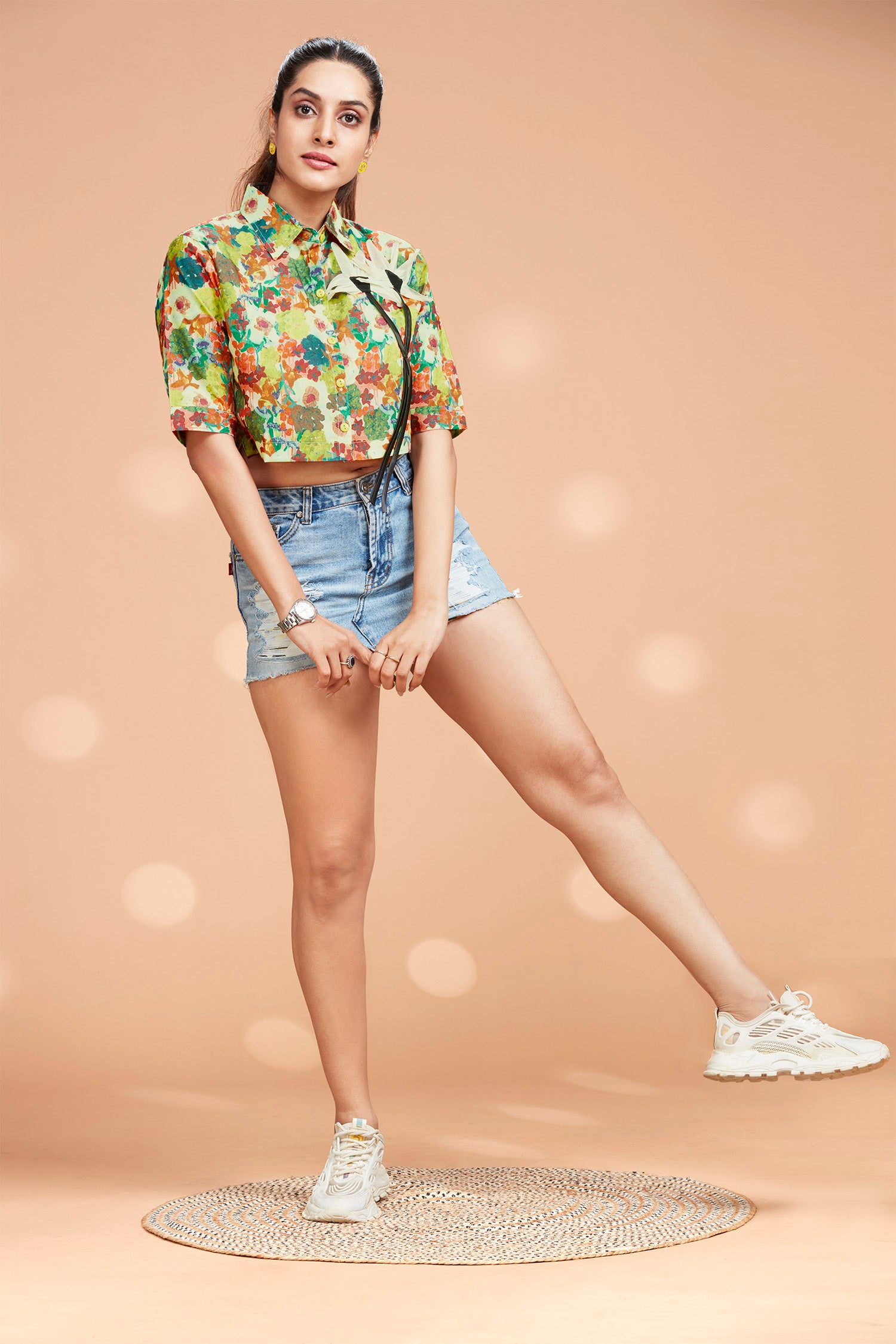 Cotton Crop Shirt With High-low Hem image 4