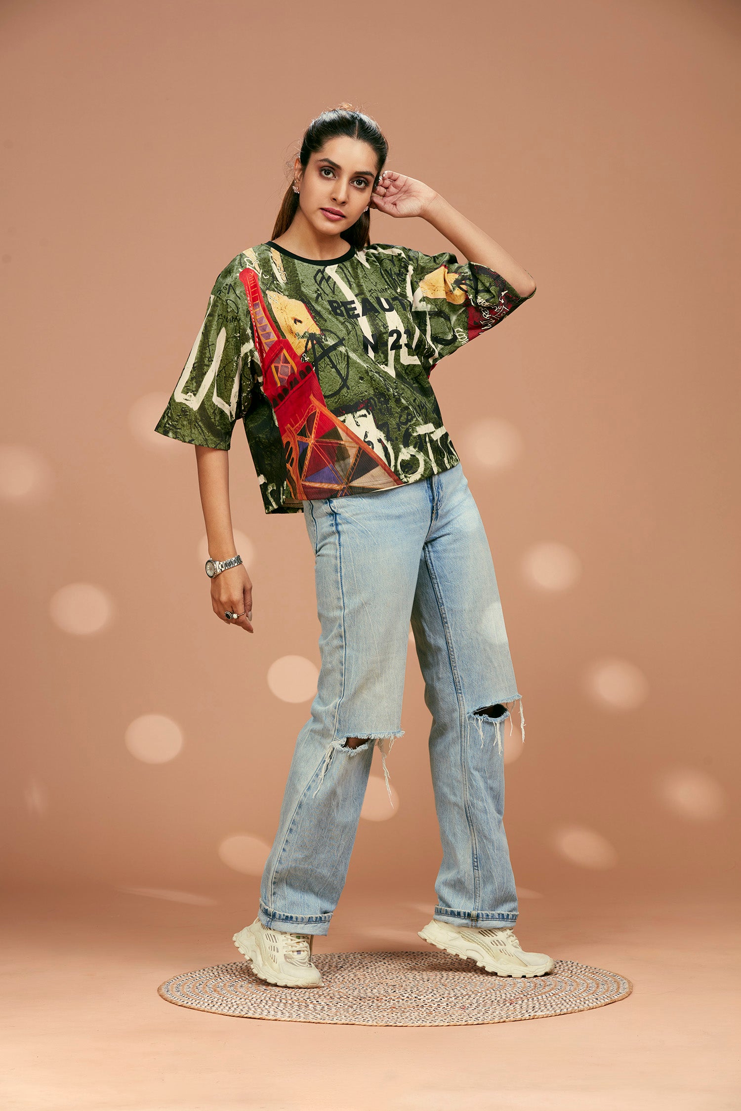 Loose Fit Printed Crop Top image 4