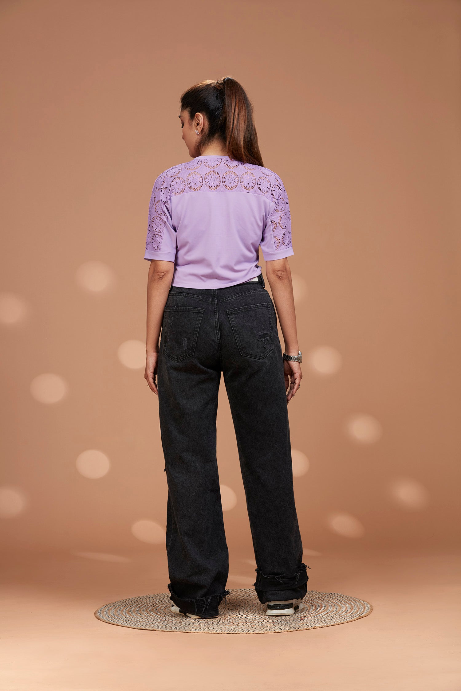 Butterfly Chest Print Crop Top - Purple image 4