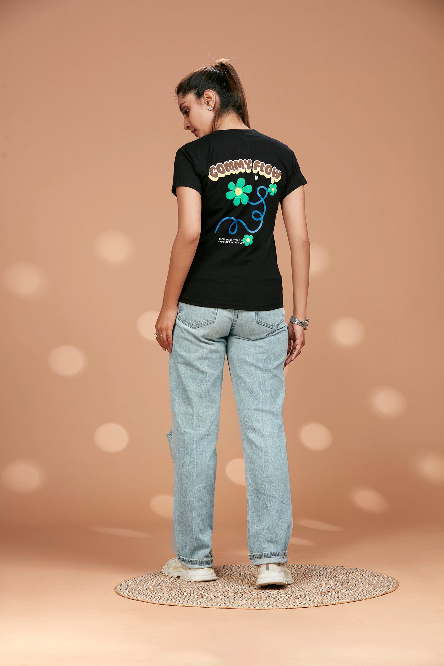 Round Neck Chest And Back Text Print T-shirt image 6