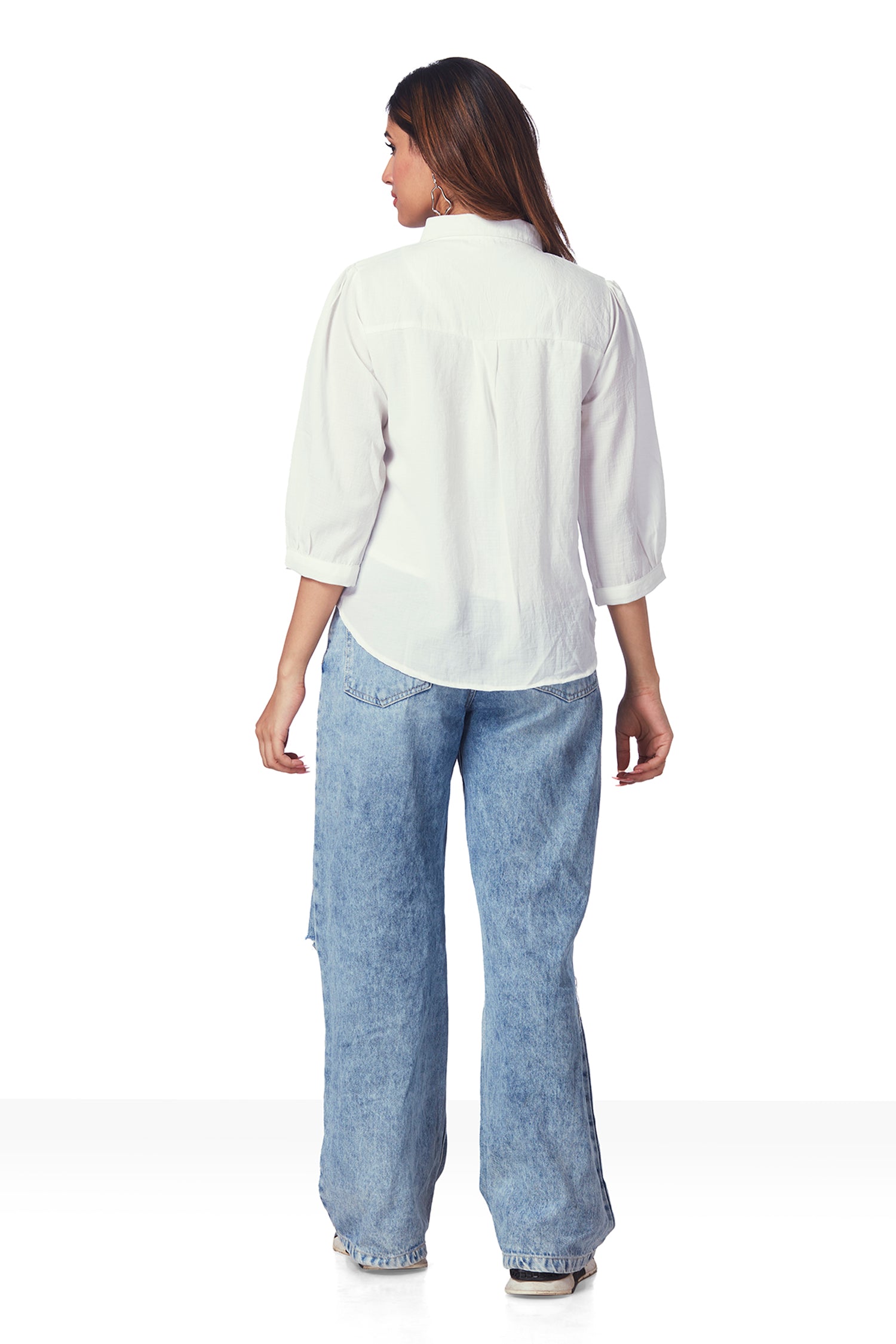 White Shirt With Print And Shimmer Work - Purple image 6