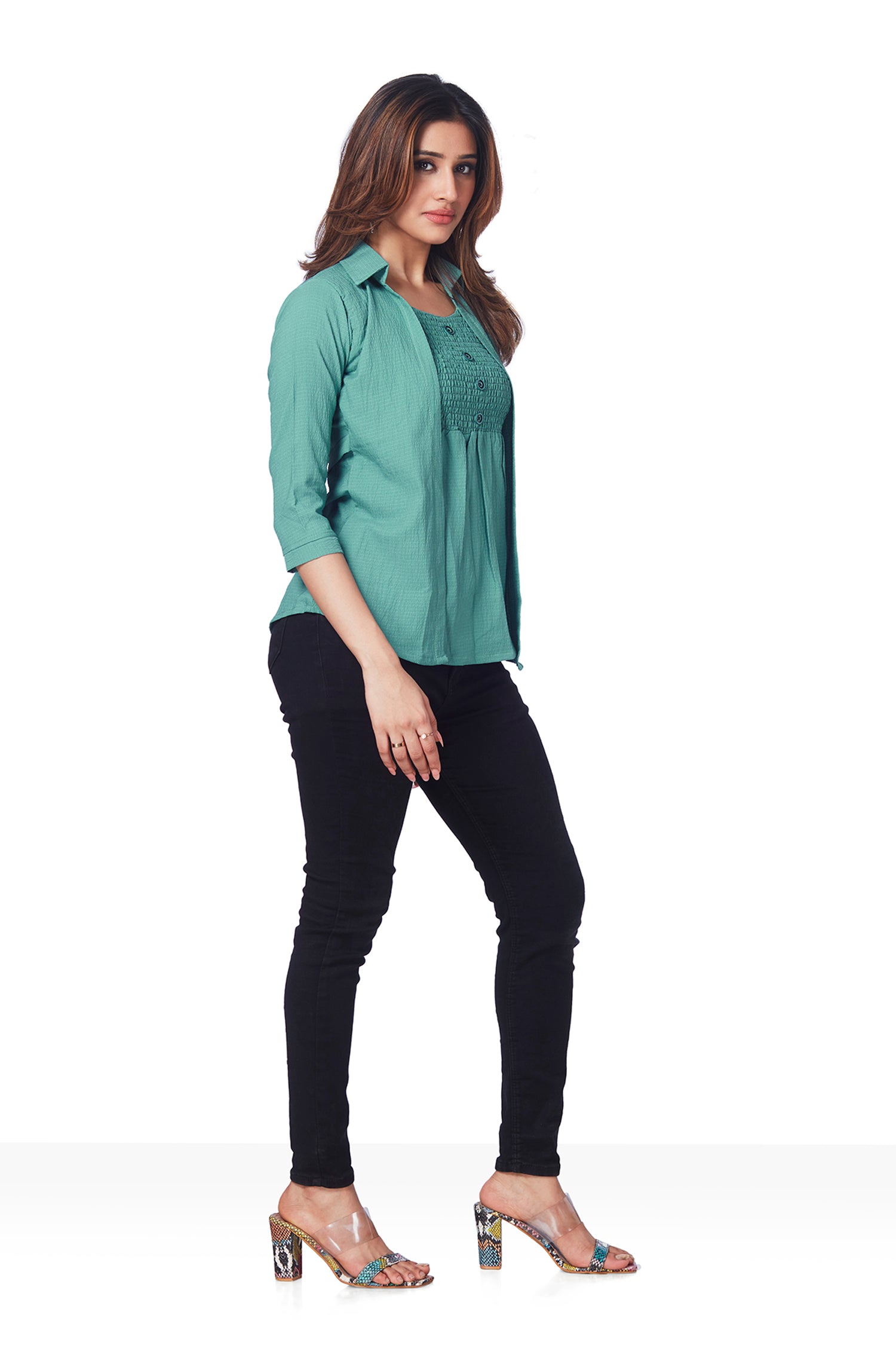Textured Top With Inner And Belt - Green image 4