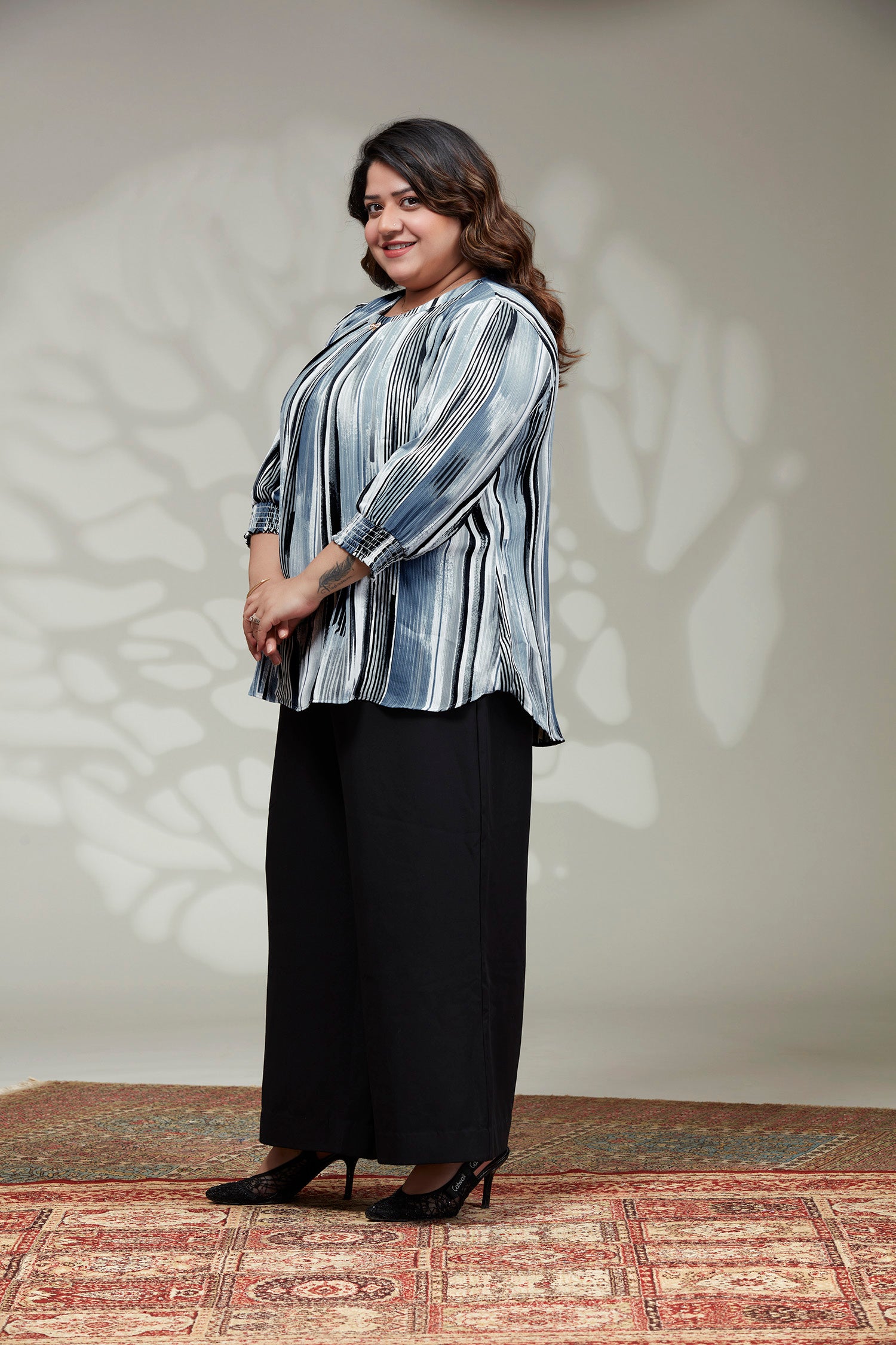 Causal Stipes Printed Top - Blue image 5