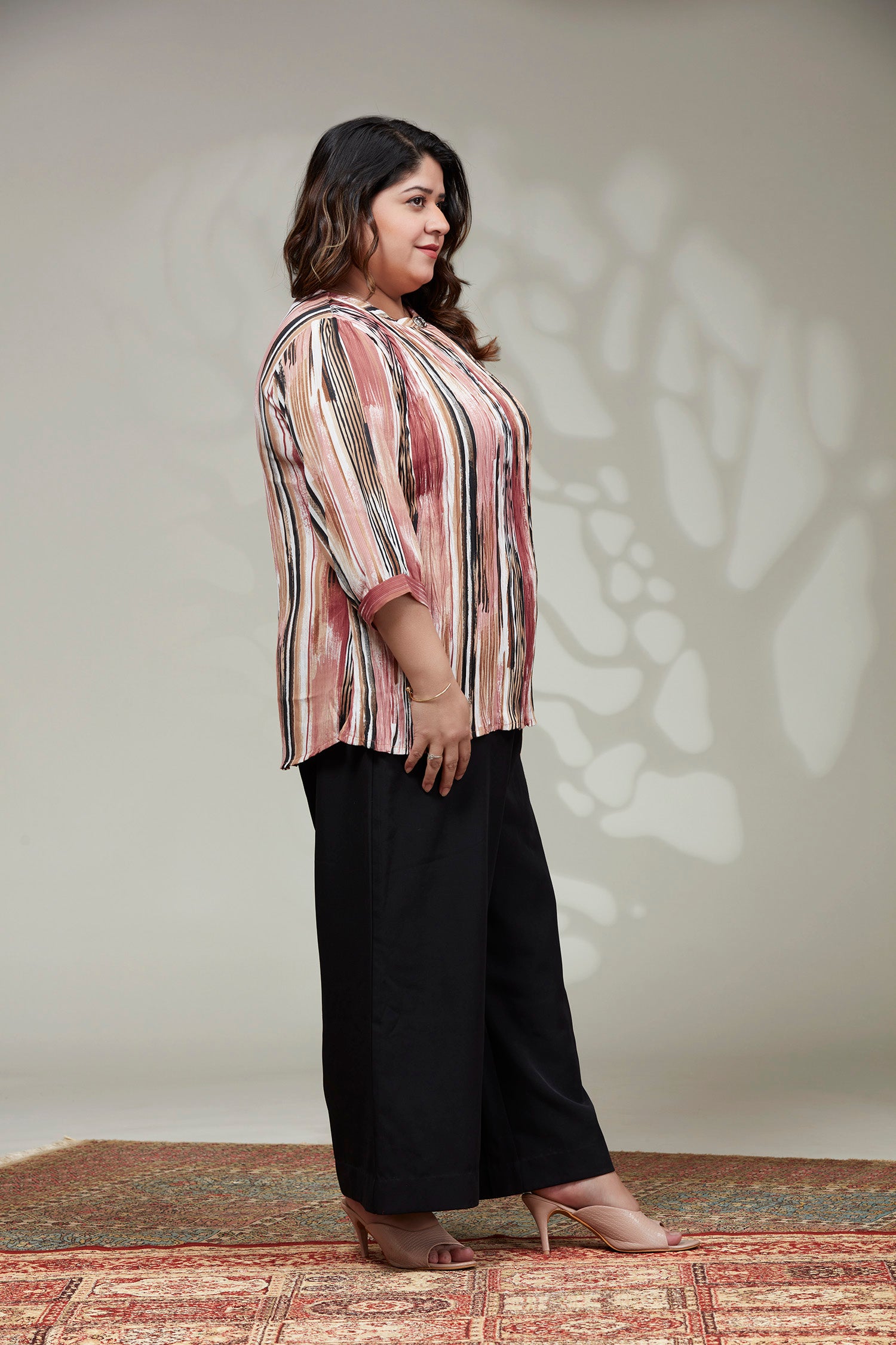 Causal Stipes Printed Top Pink image 3