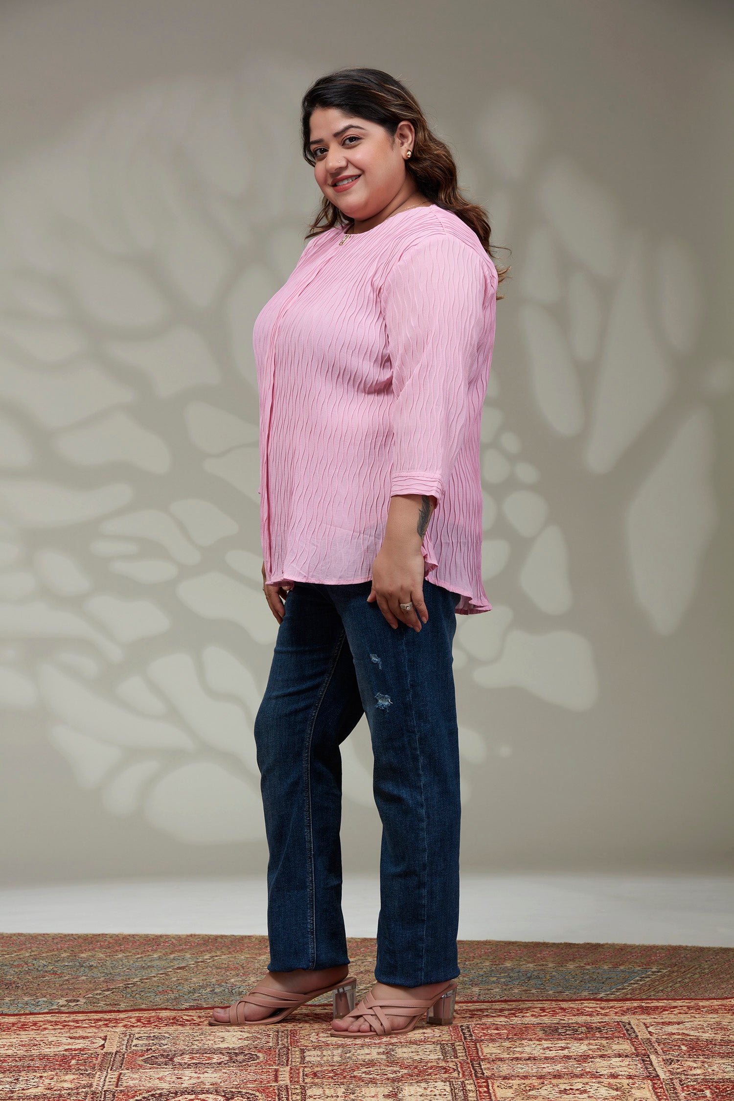 Wardrobe Wavy Ribbed Solid Georgette Top image 3