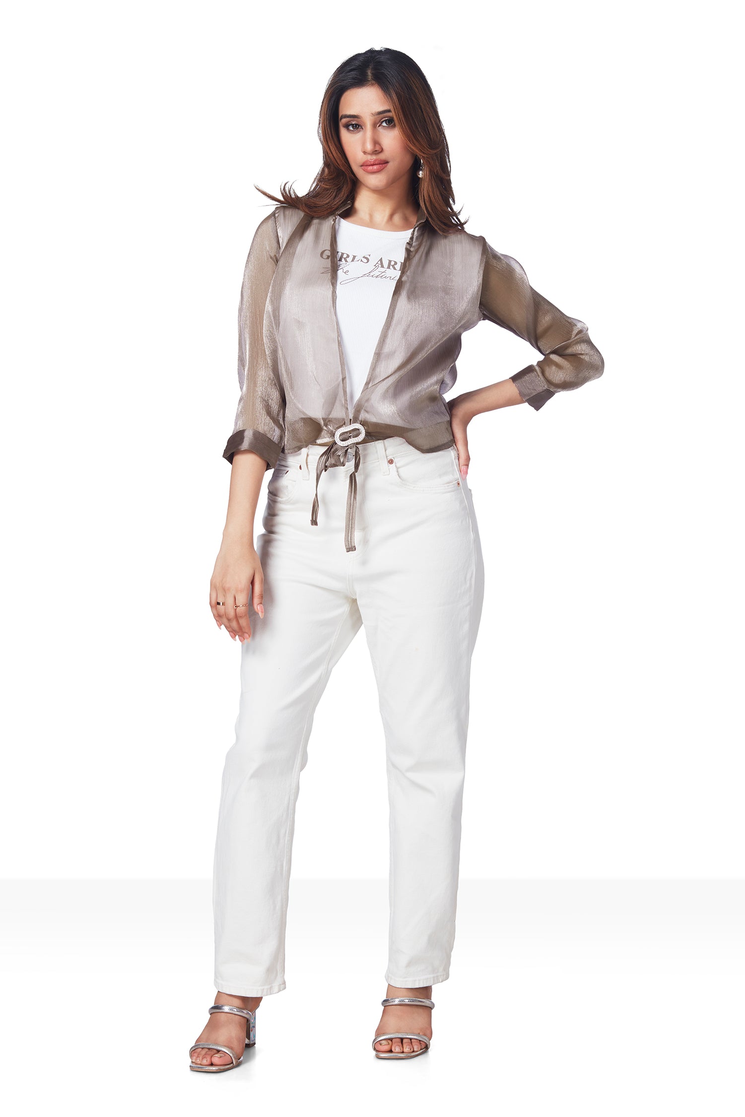 Partywear Top With Self Inner Attached - Brown image 5
