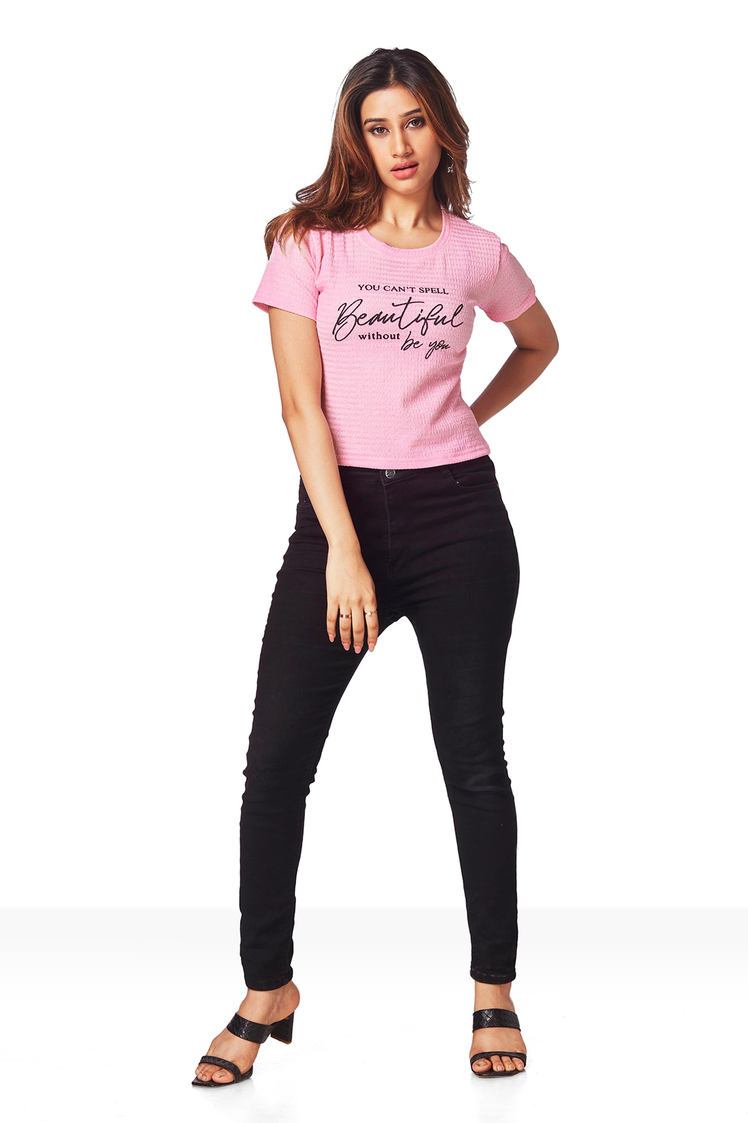 Casual Chest Printed T-shirts - Pink image 5