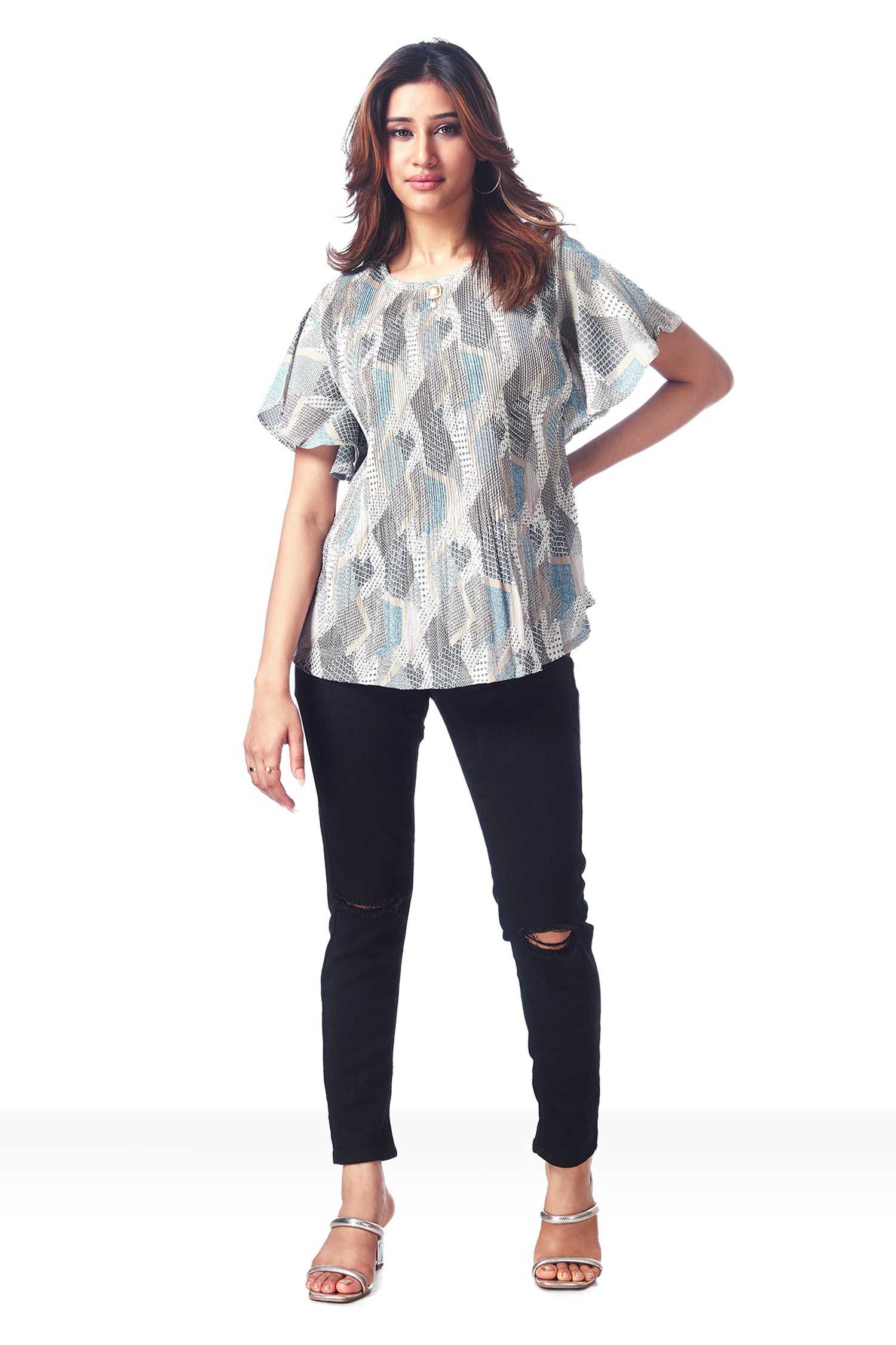 Wardrobe Stripes & Plaids Printed Top - Blue image 5