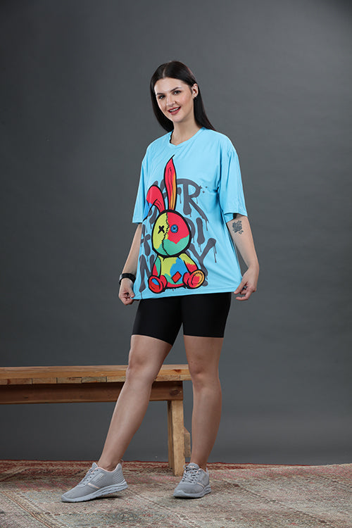 Chest Print T-shirts Blue - Free Size - Blue image 2