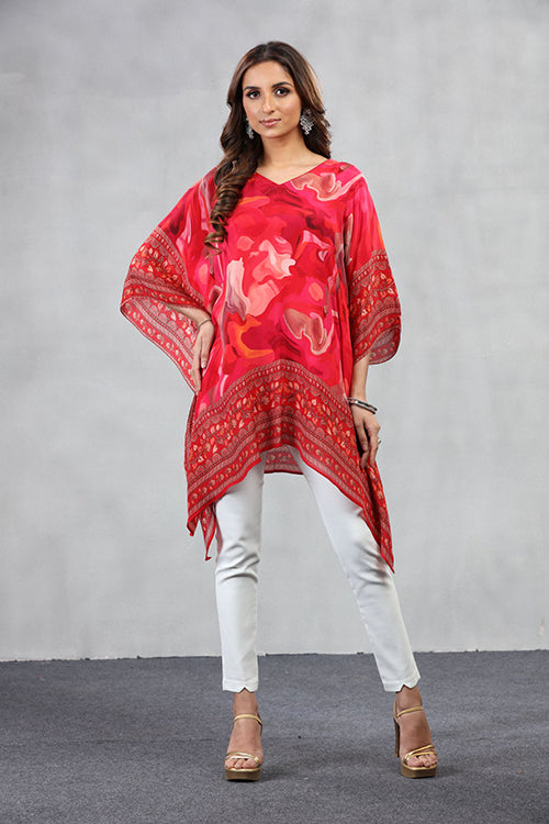 Abstract Printed Short Kaftan image 5