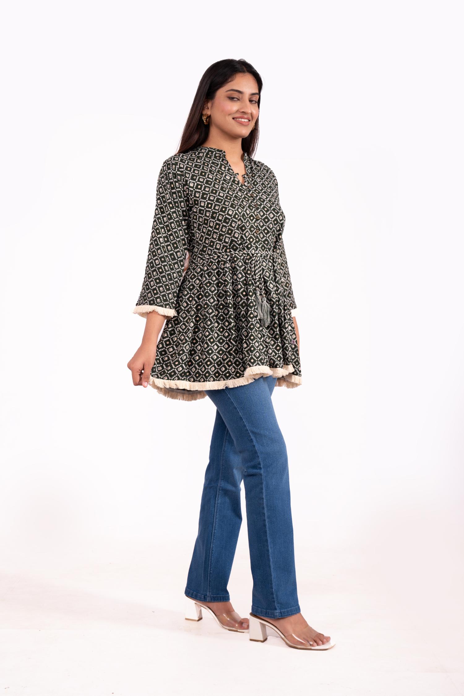 Rayon Bandhini Printed Tunic Top image 6