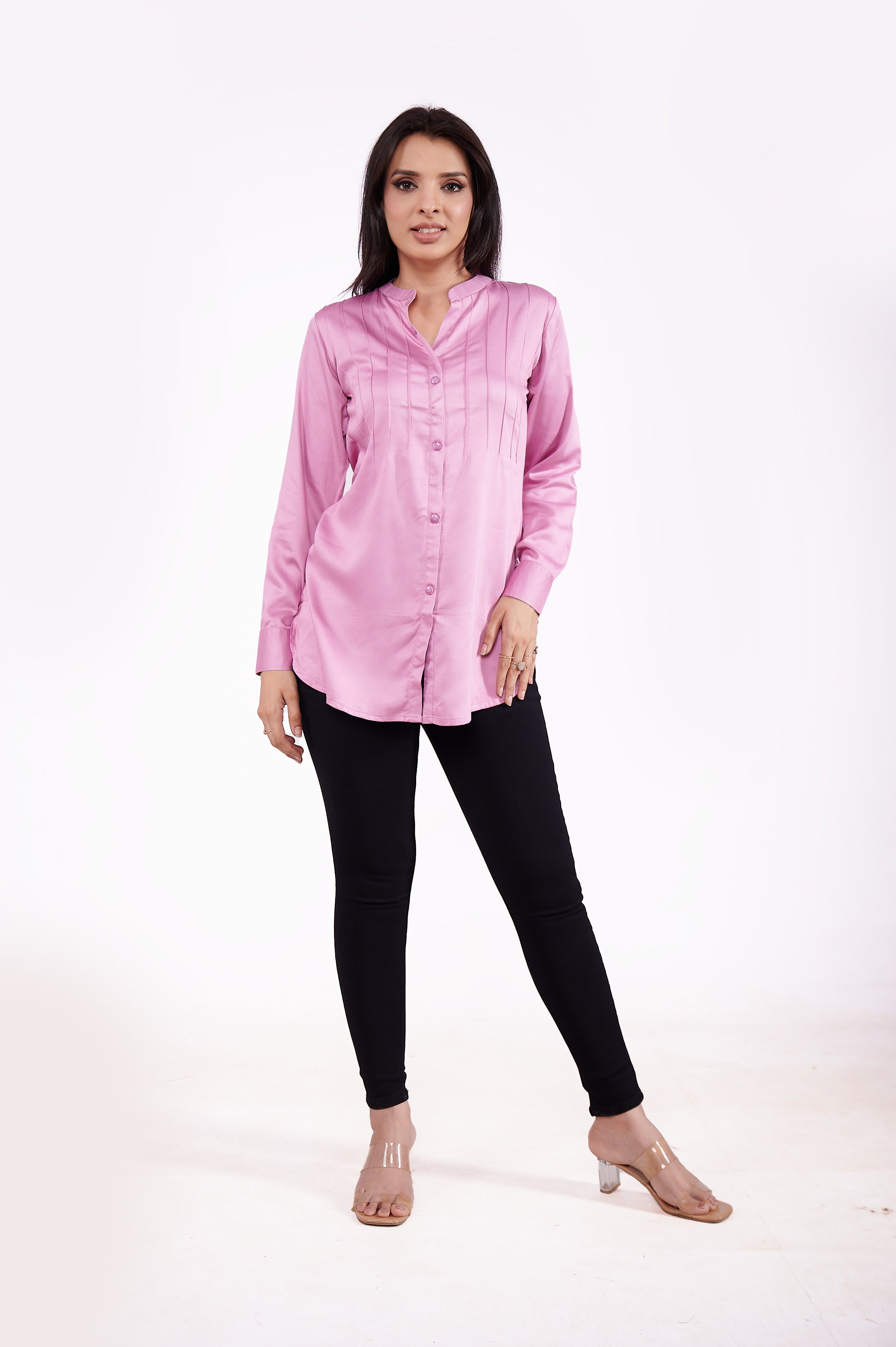 Pure Gazi Silk Solid Tunic Shirt - Pink image 5
