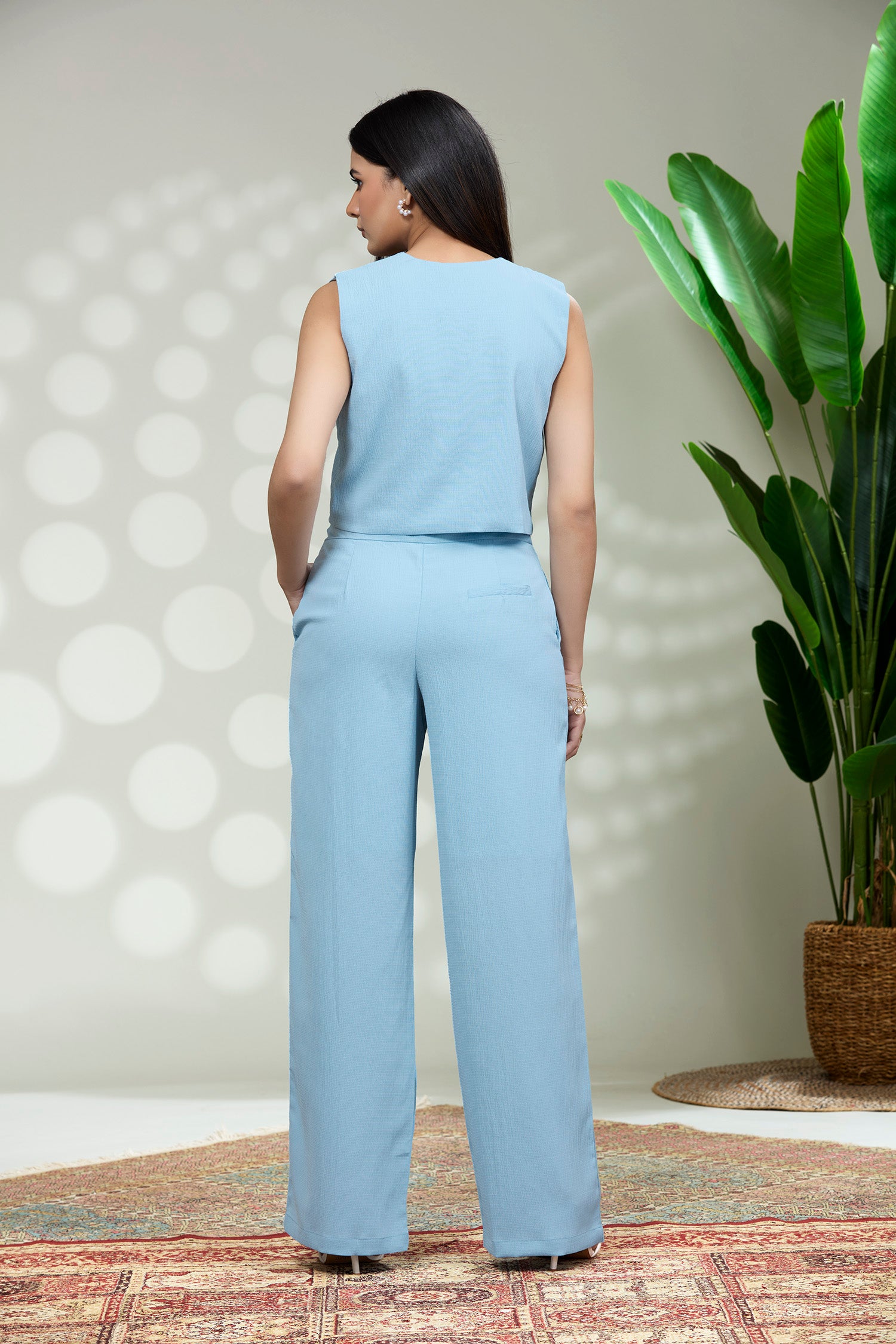 Crush Plain Waist Coat Pants - Blue image 5