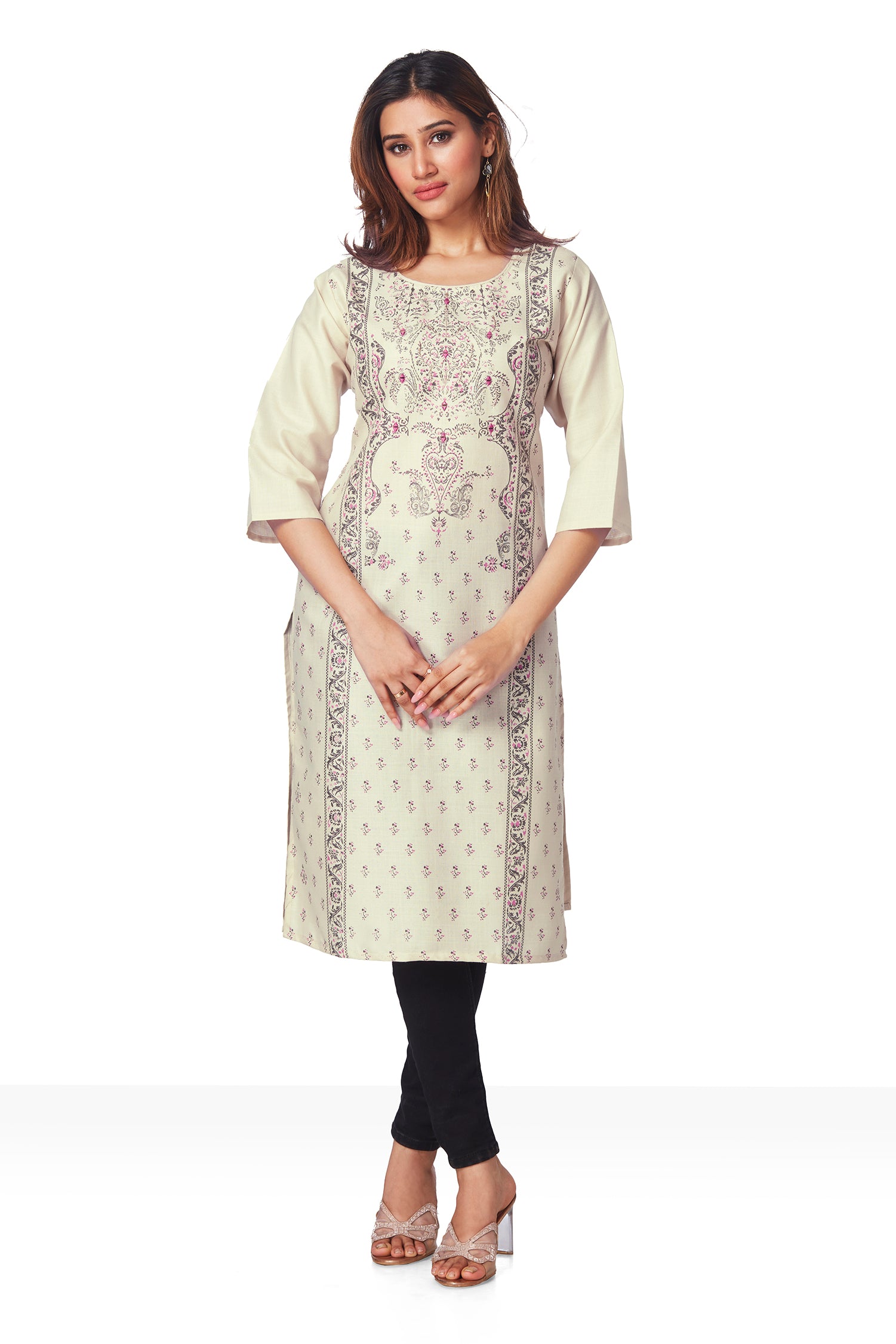 Dailywear Stylish Cotton Kurti - Beige image 5