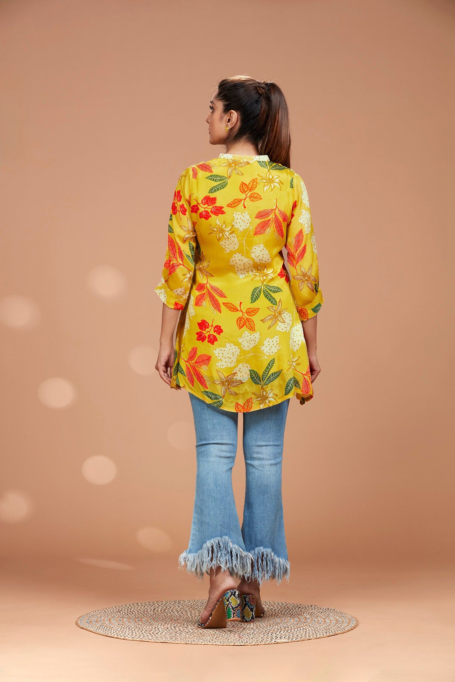 Sunflower Yellow Printed Long Kurti image 5