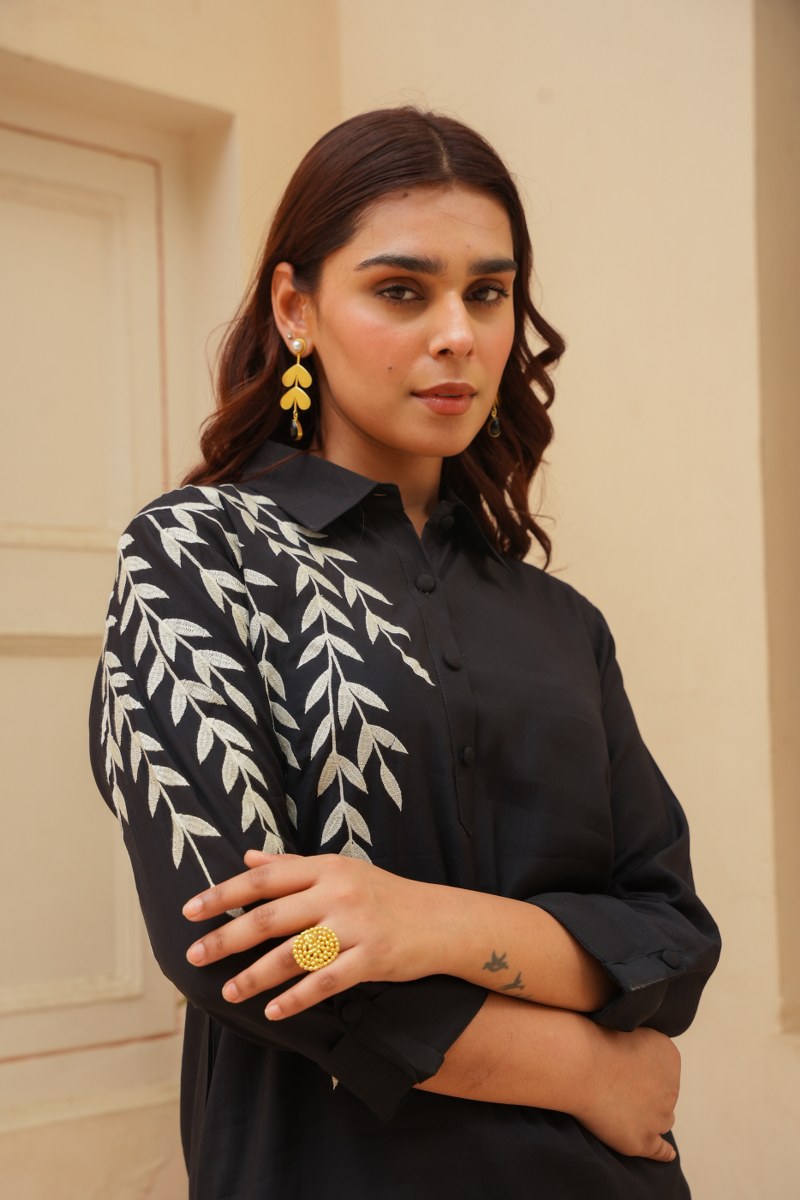 Pure Cotton Embroidered High-low Tunic & Trouser Cord Set image 6