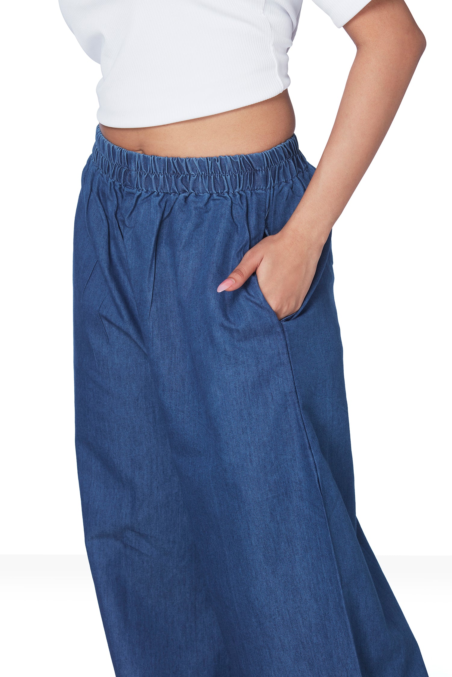 Denim Wide Leg Plazo image 2