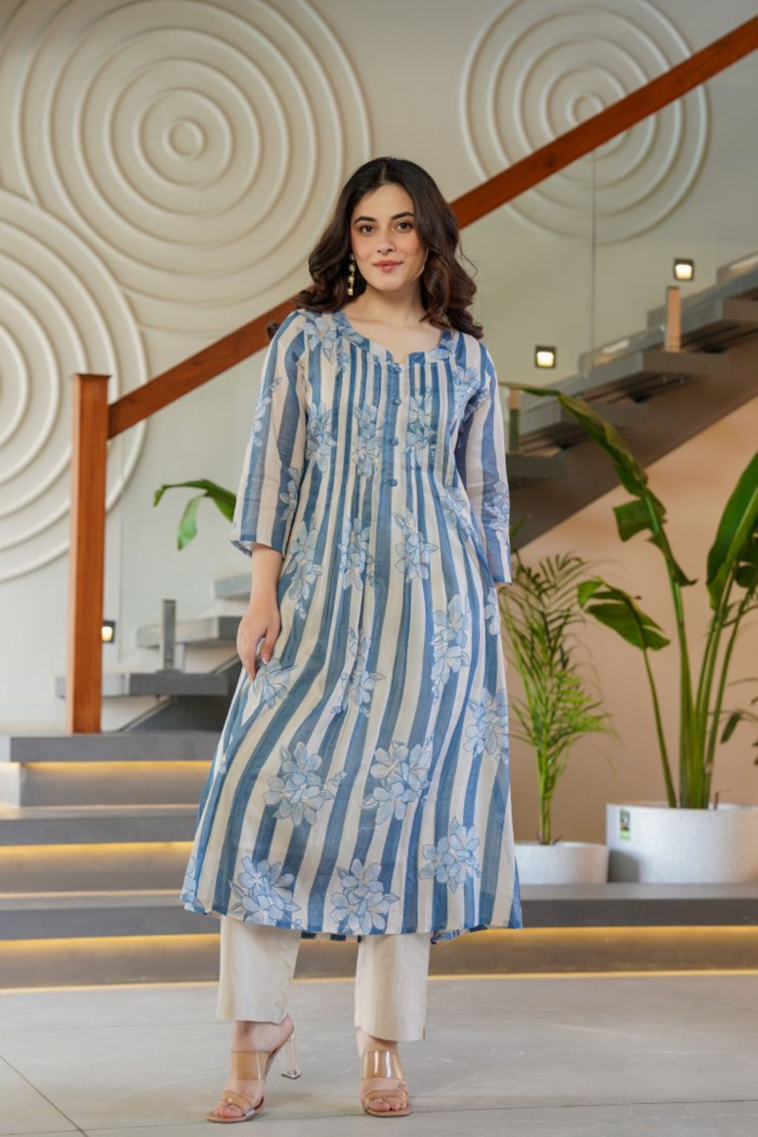 Elegant Beige Co-ord Set With Trendy Printed Patterns image 3