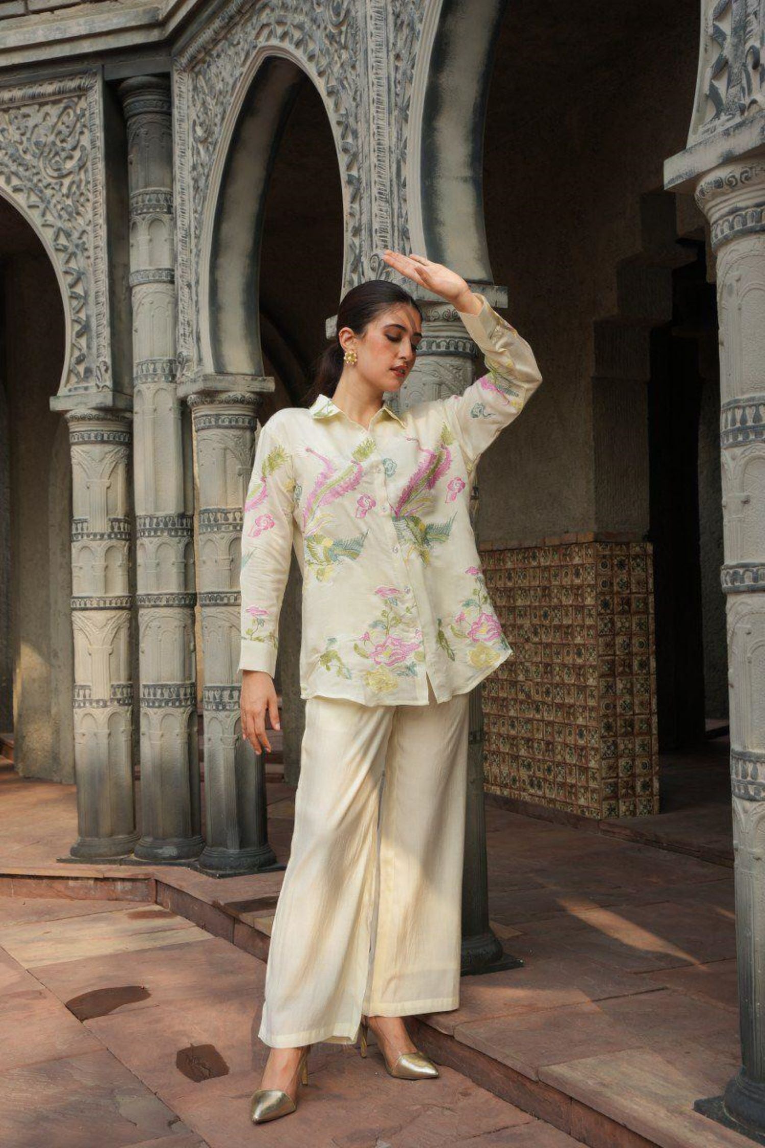 Floral Hand Painted Kurta Cord Set image 3