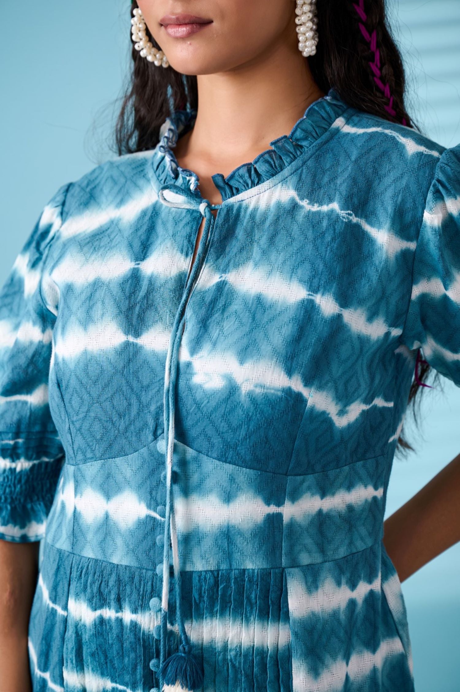Ocean Breeze Blue Tie-dye Dress image 2