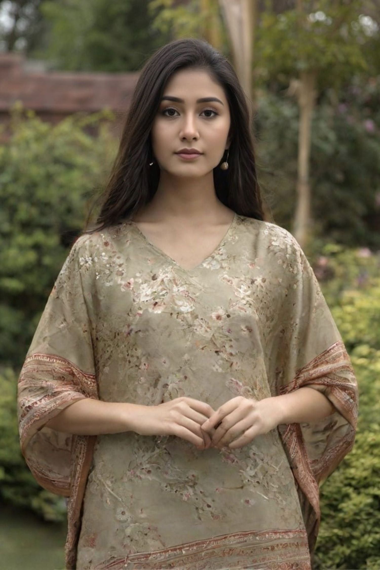 Aura Grey Floral Short Kaftan image 2