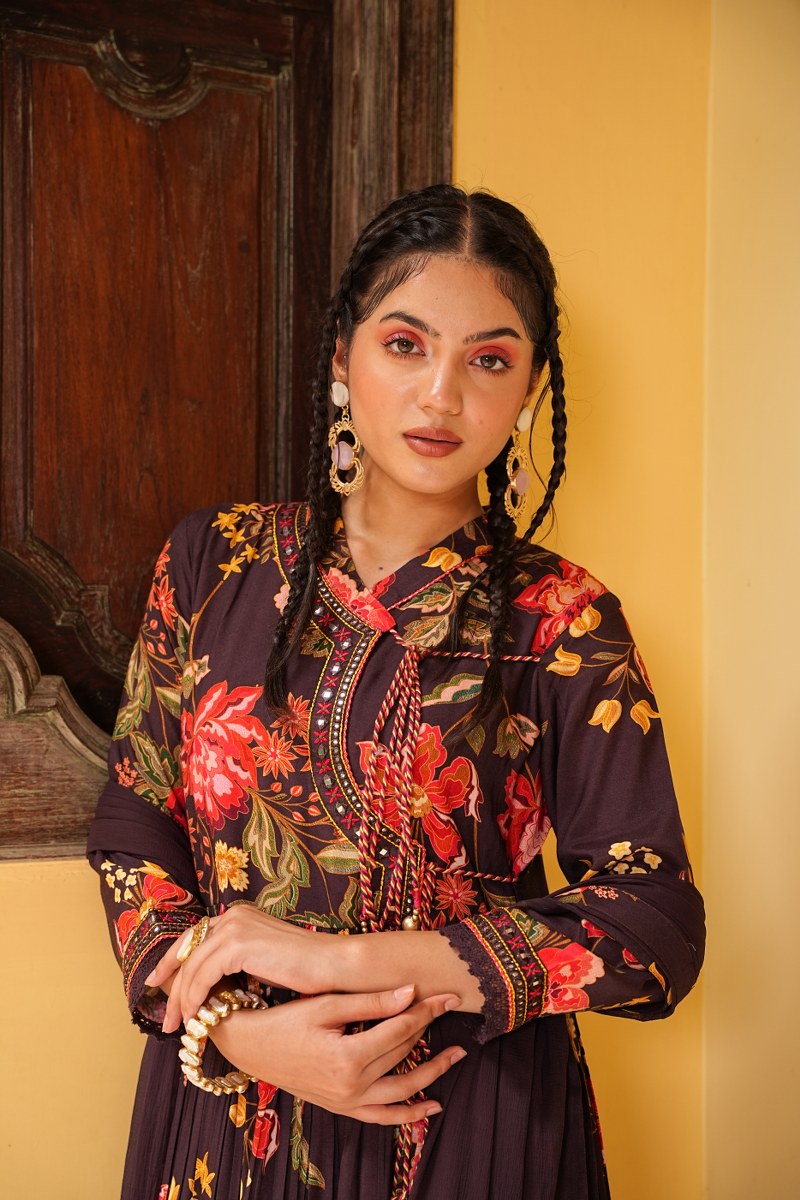 Anarkali Traditional Kurta Set - Wine image 6