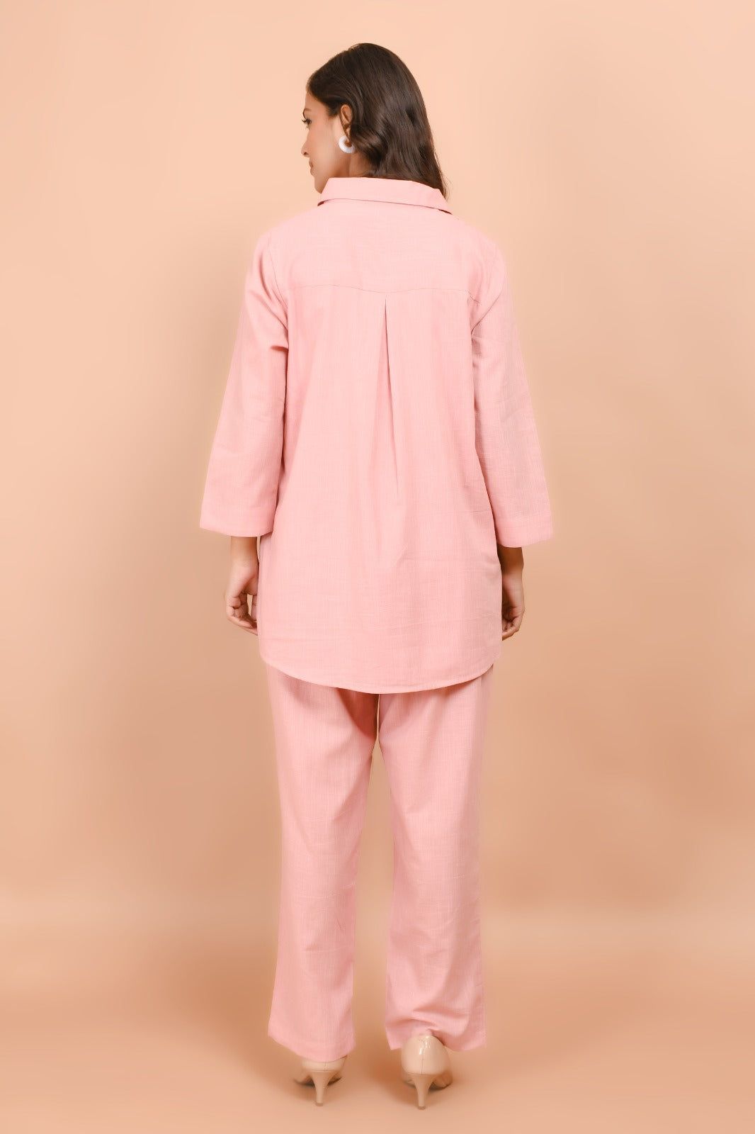 Pink Breeze White Leaf Embroidered Co-ord Set image 6