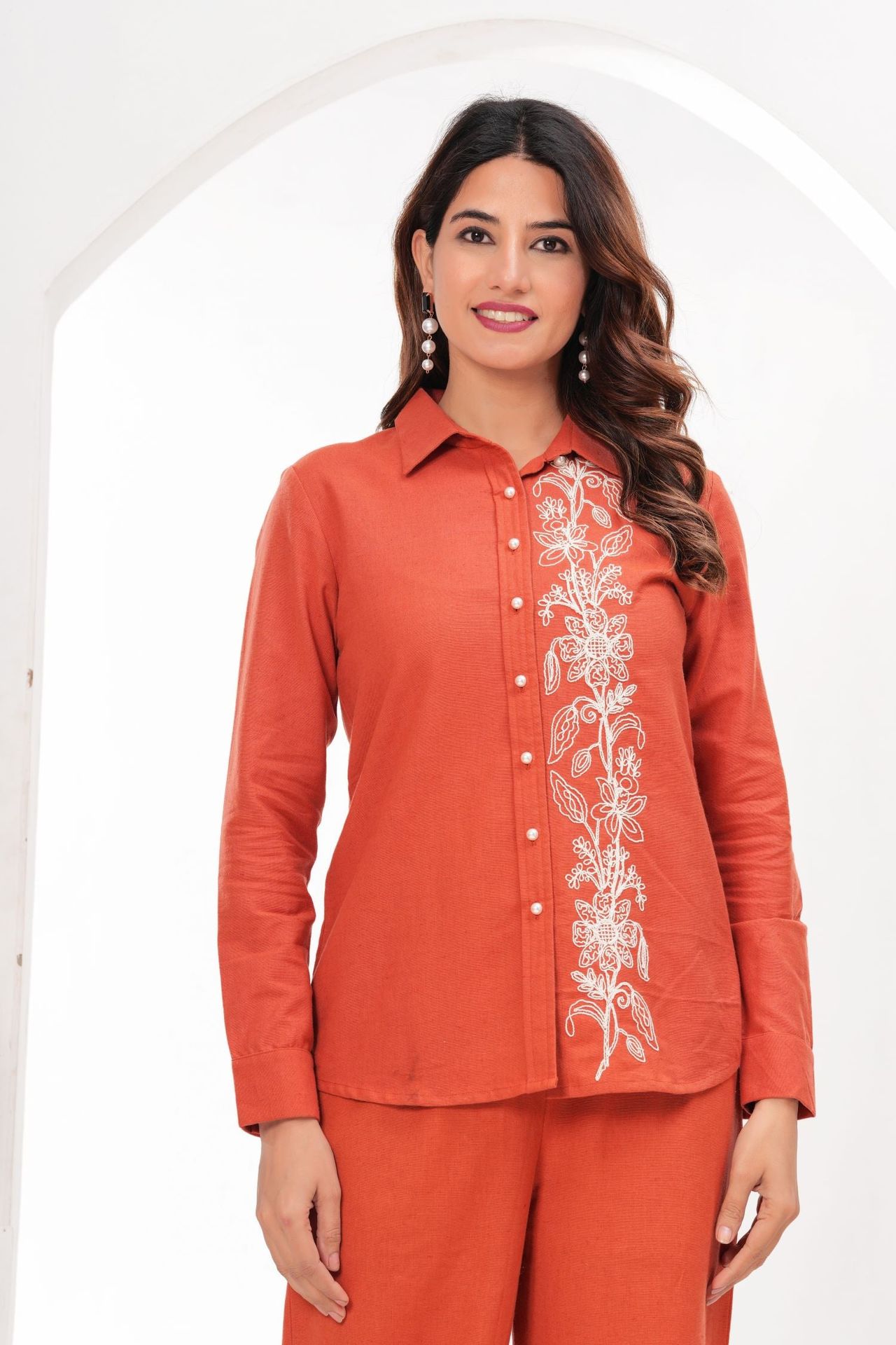 Vibrant Rust Cord Set For Effortless Elegance image 5