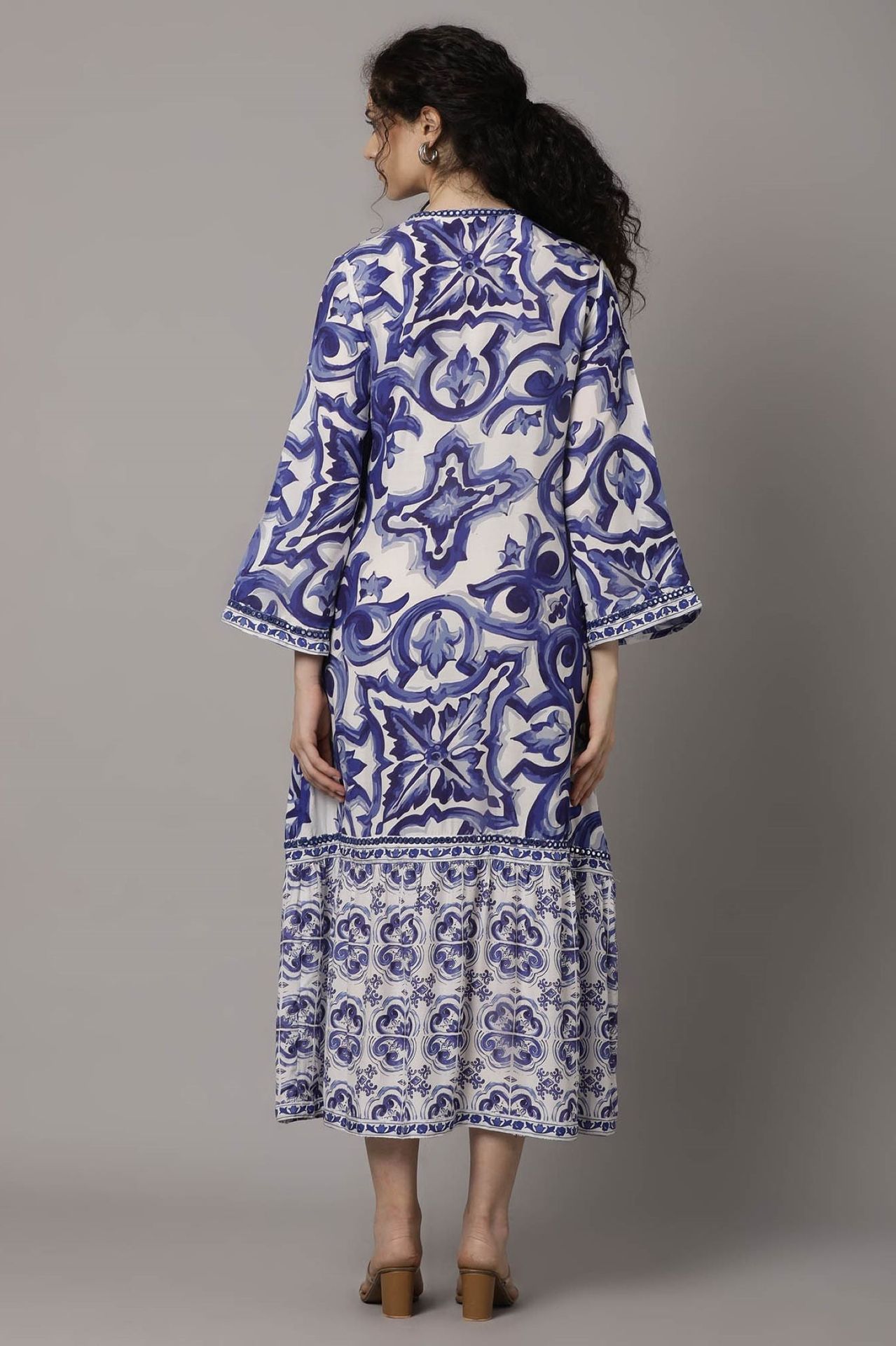Blue Bloom Printed Long Sleeve Dress image 6